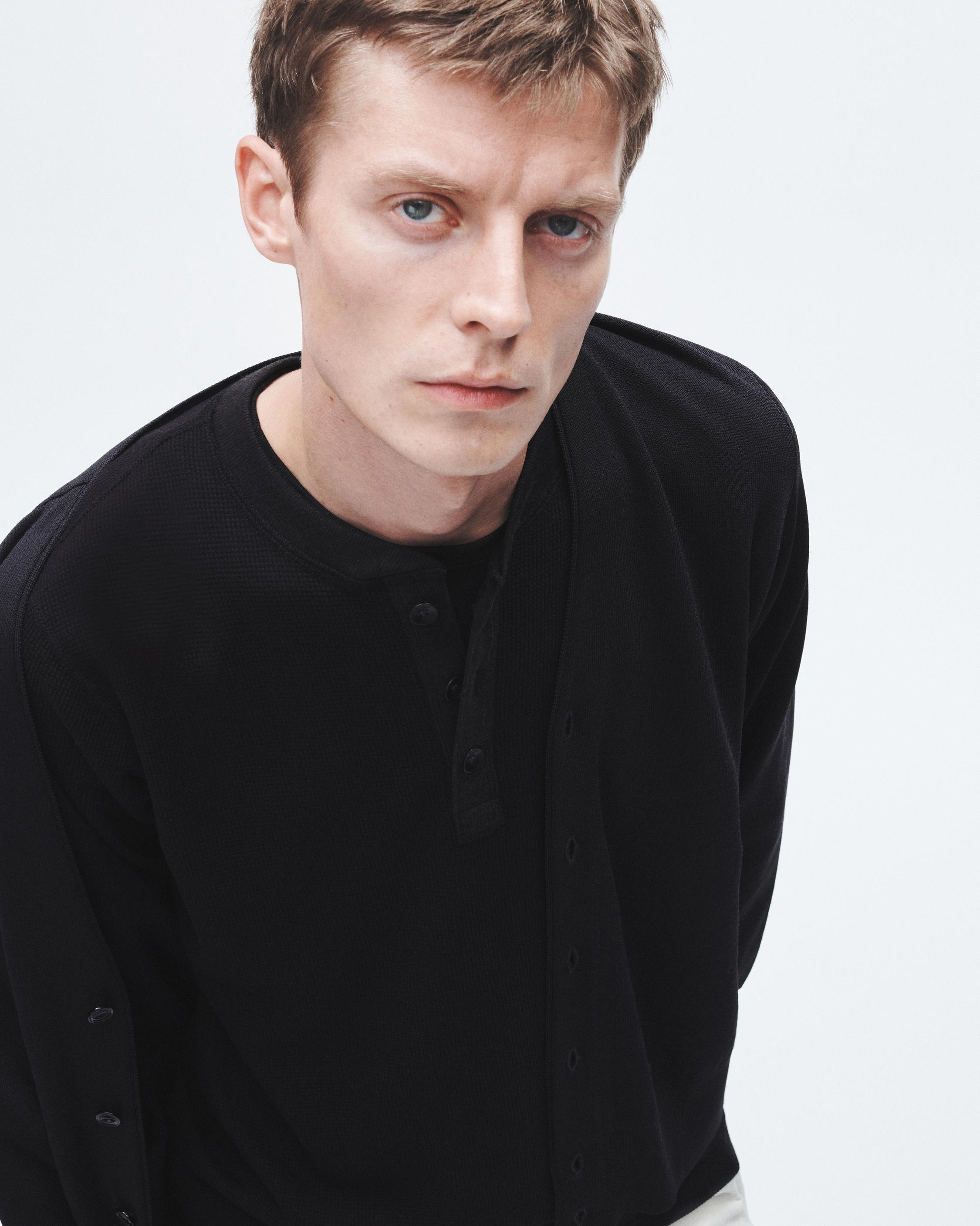 Lightweight Waffle Henley - 5