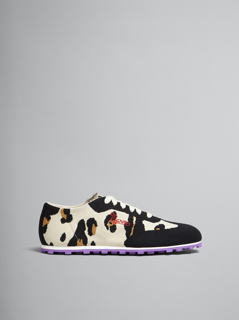LEOPARD PRINT STRETCH JACQUARD PEBBLE SNEAKER 1