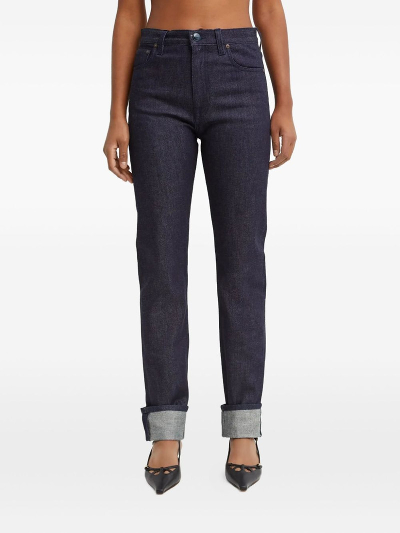 five-pocket leather-patch trousers 1