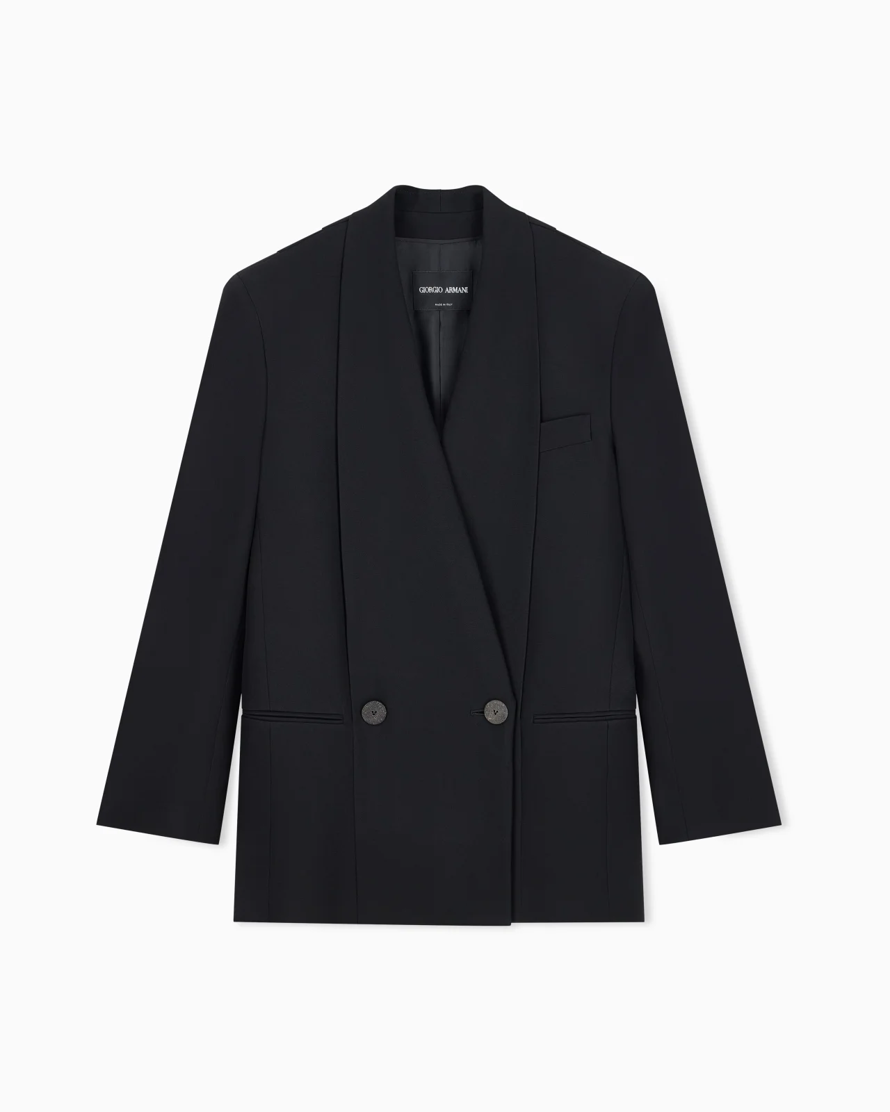 BLAZER IN CREPE SILK CADY WITH WIDE LAPELS AND PLEATED BACK - 1