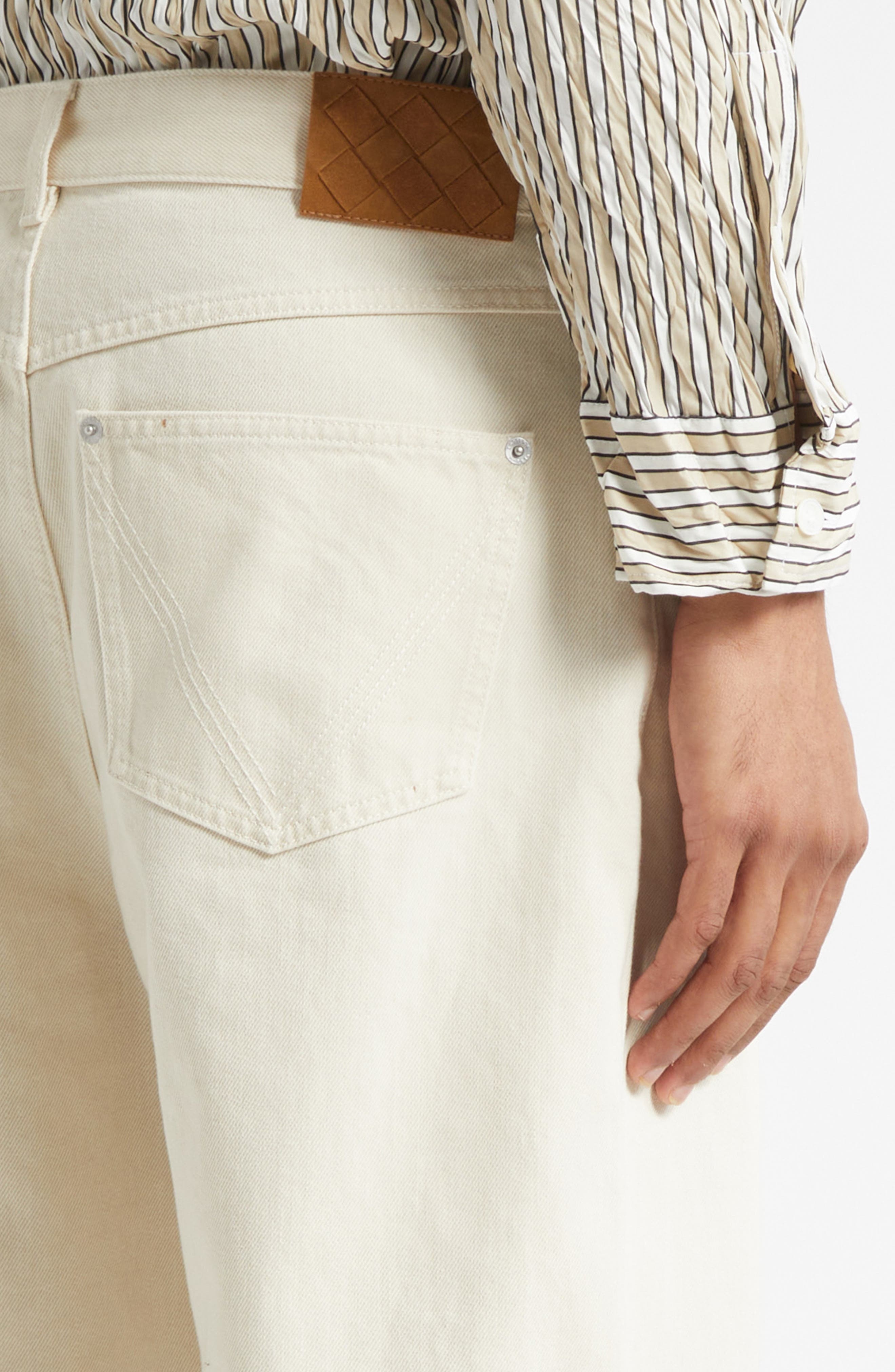 Bottega Veneta Turned Up Straight Leg Jeans in 9247 Pale Meringue at Nordstrom - 5