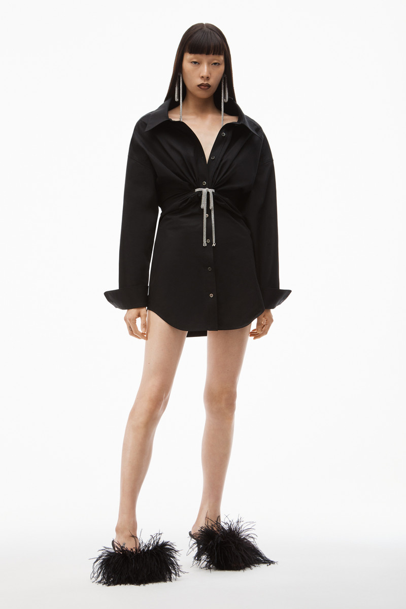 Alexander Wang CRYSTAL TIE TWIST DRESS IN COTTON POPLIN outlook