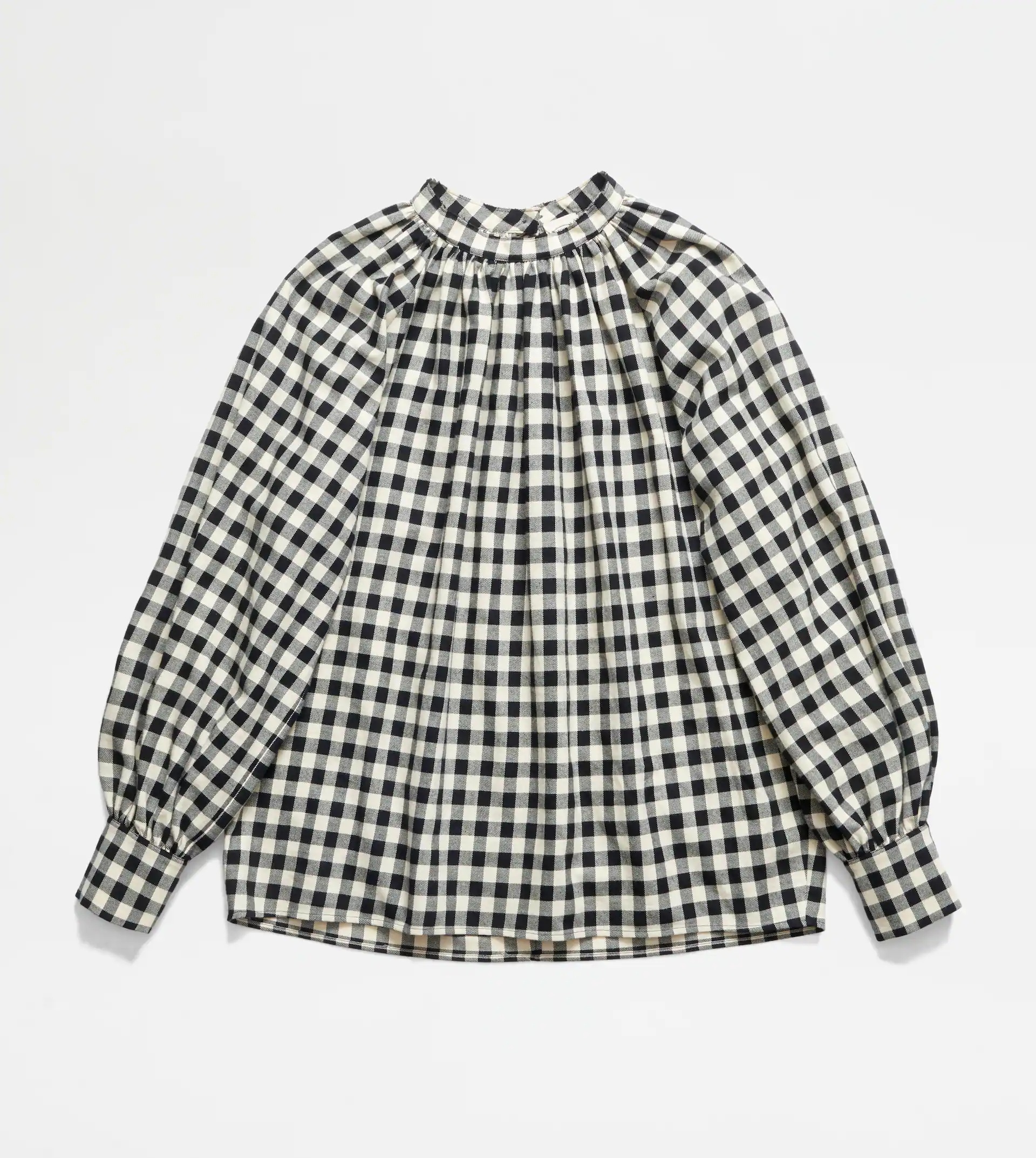 FLANNEL BLOUSE - BLACK, WHITE - 1