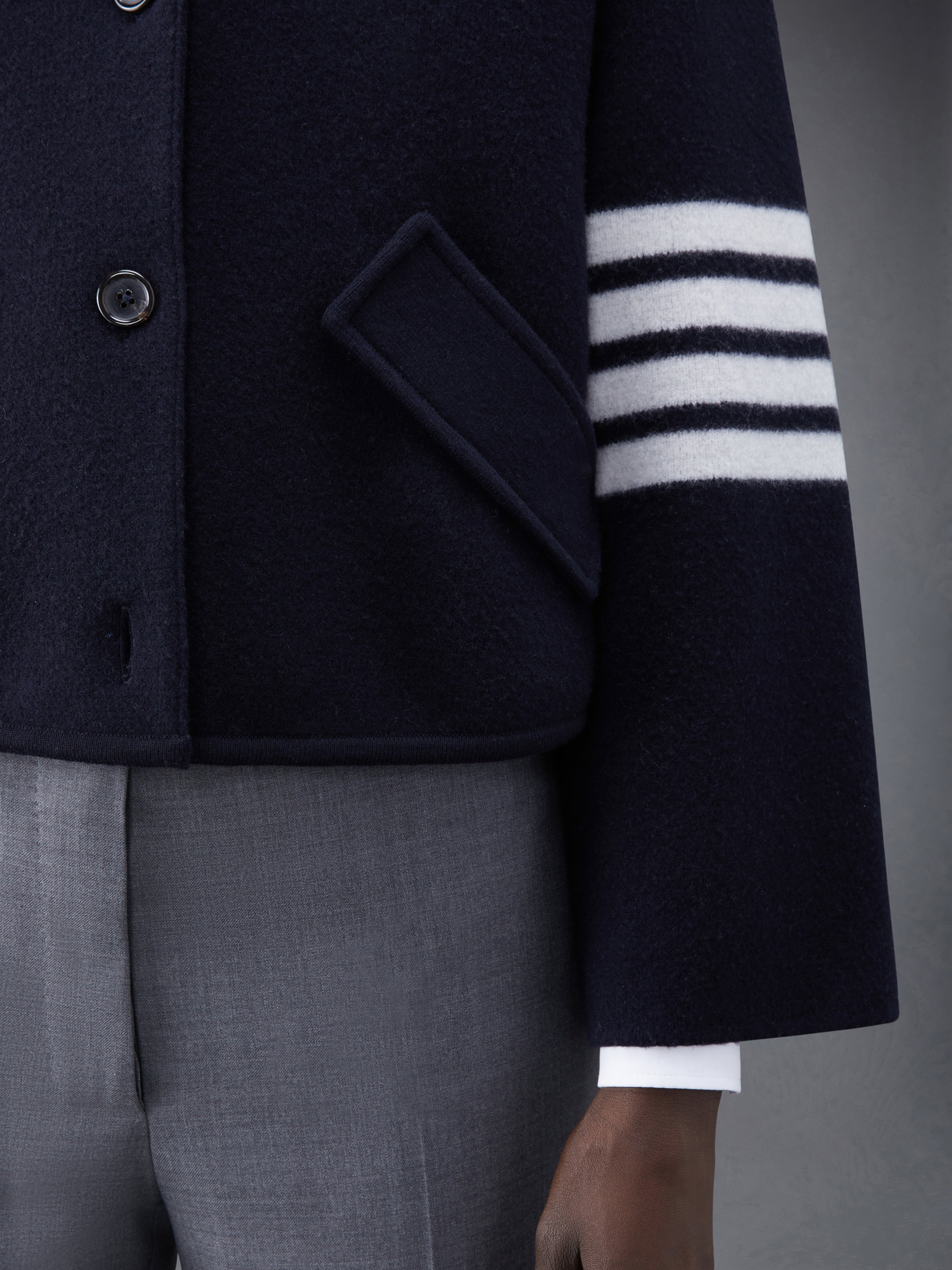 Boiled Wool Milano 4-Bar Cropped Car Coat - 6