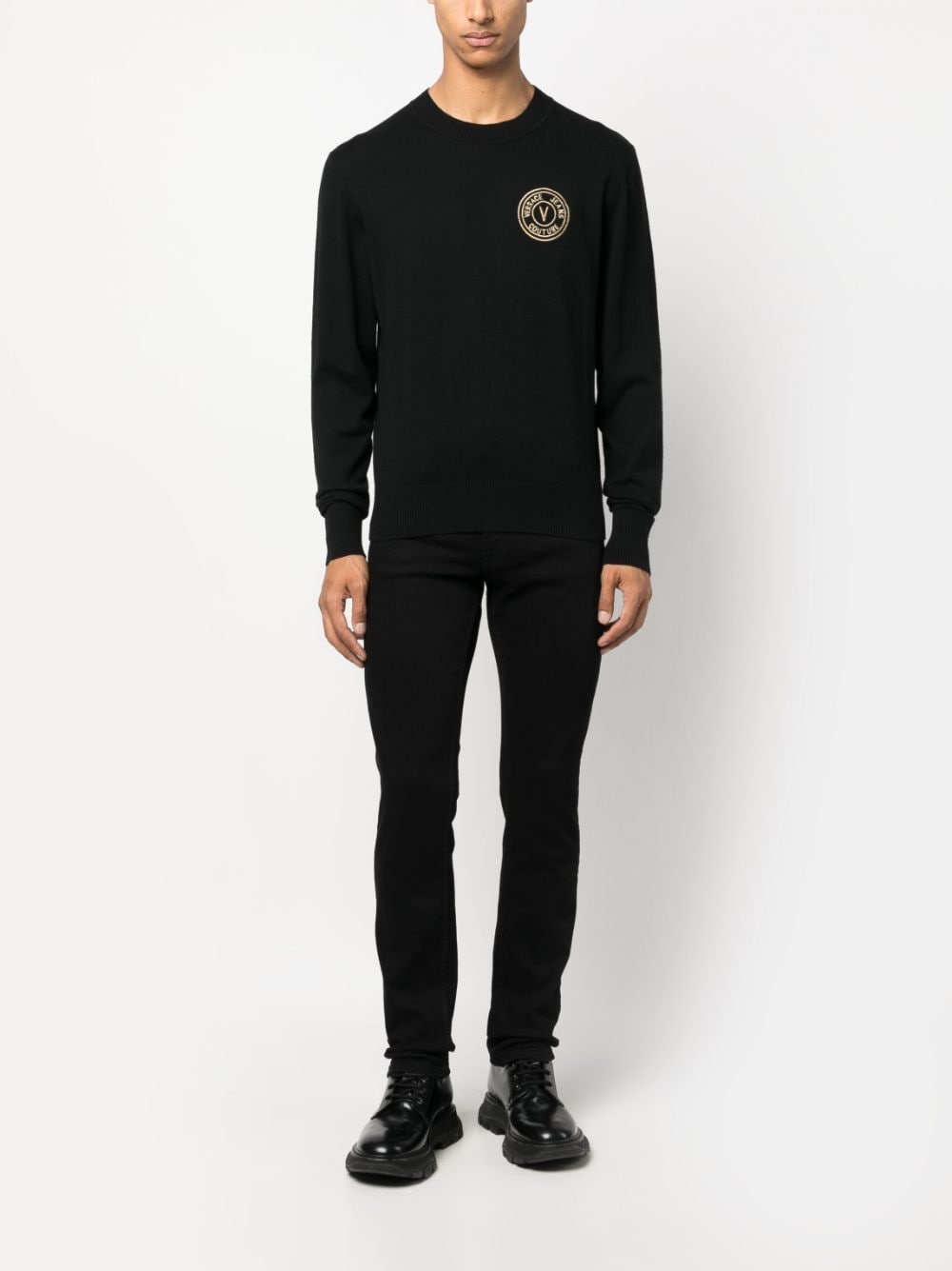 embroidered-logo knit jumper - 2