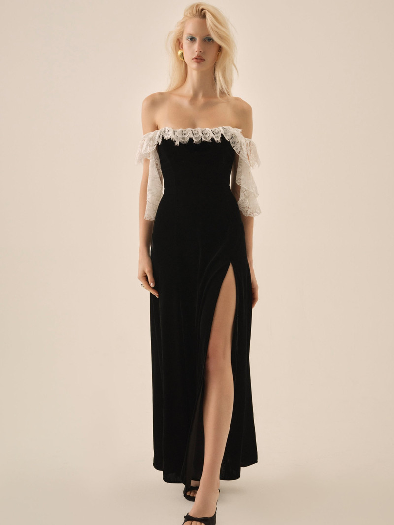 For Love & Lemons La Vie En Bow Velvet Maxi Dress outlook