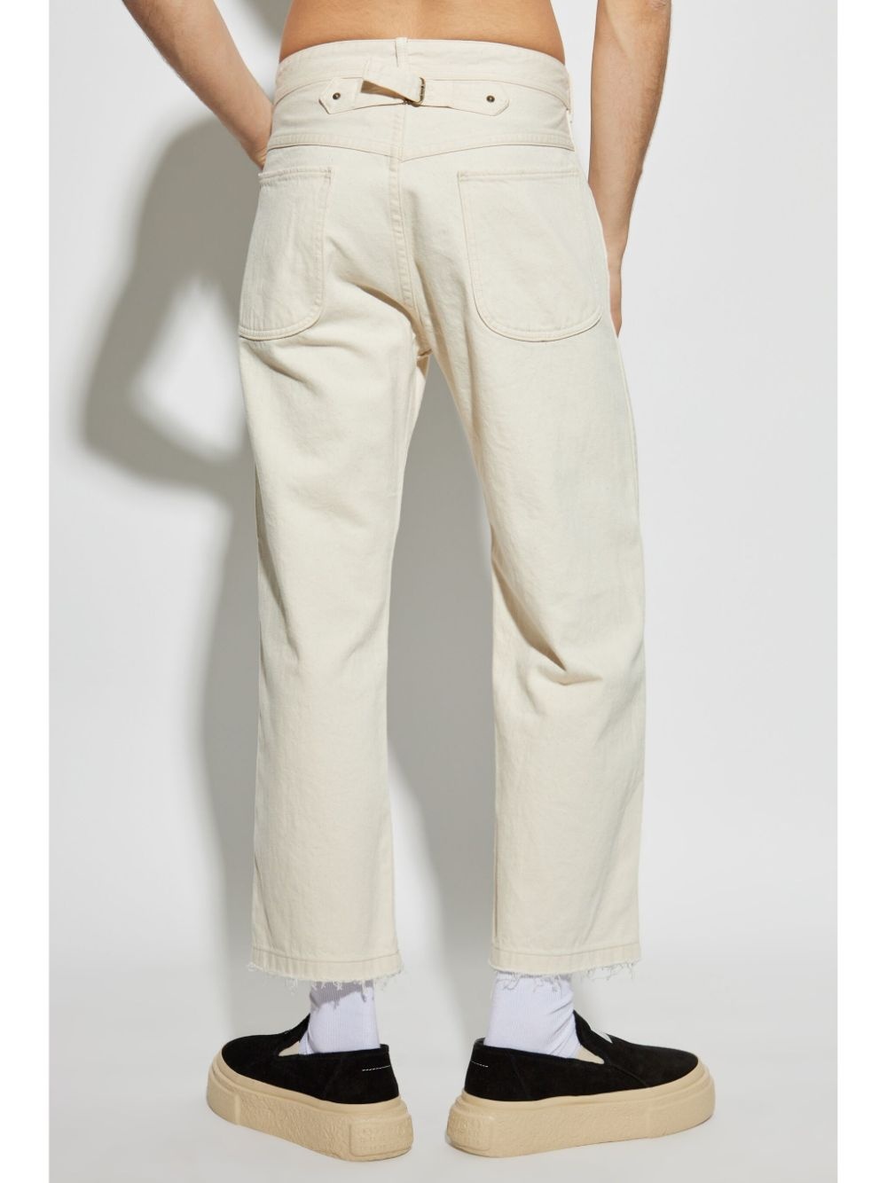 buckled straight jeans - 4