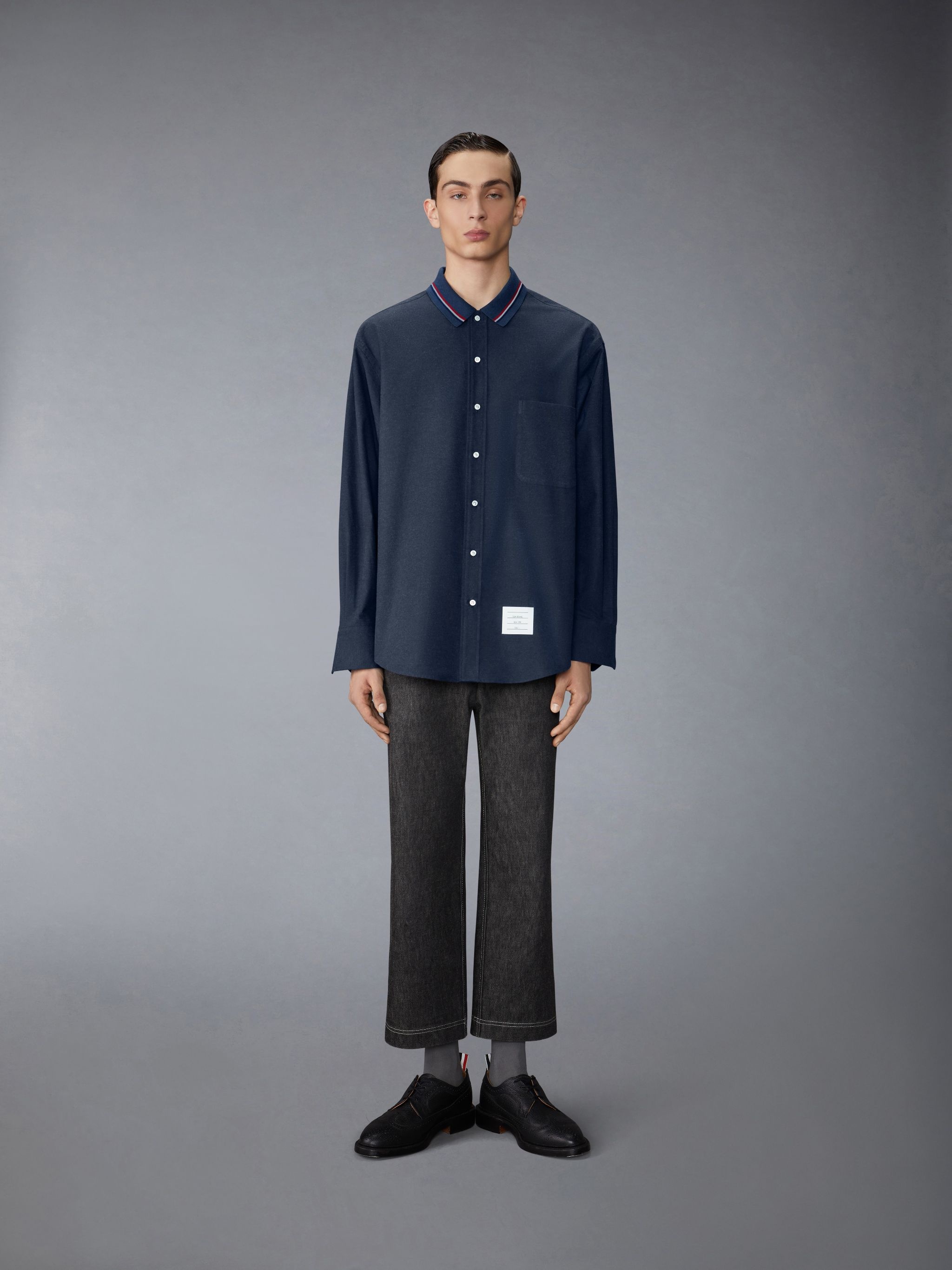 Stripe Cotton Flannel Oversized Shirt - 4