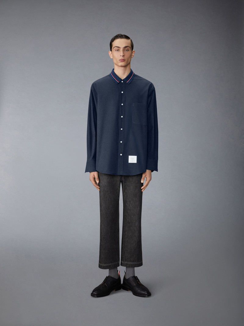Stripe Cotton Flannel Oversized Shirt 4