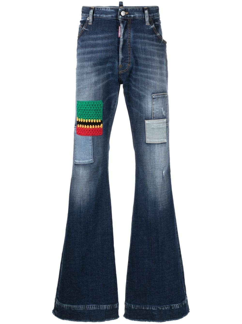 patchwork wide-leg jeans - 1