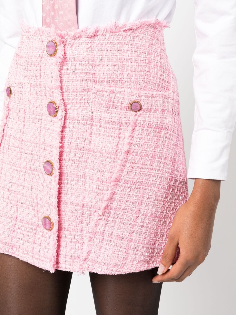 button-up tweed miniskirt - 5