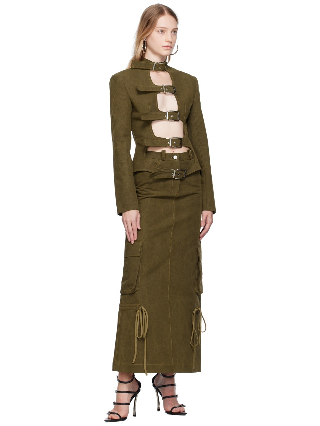Khaki Cargo Maxi Skirt - 4