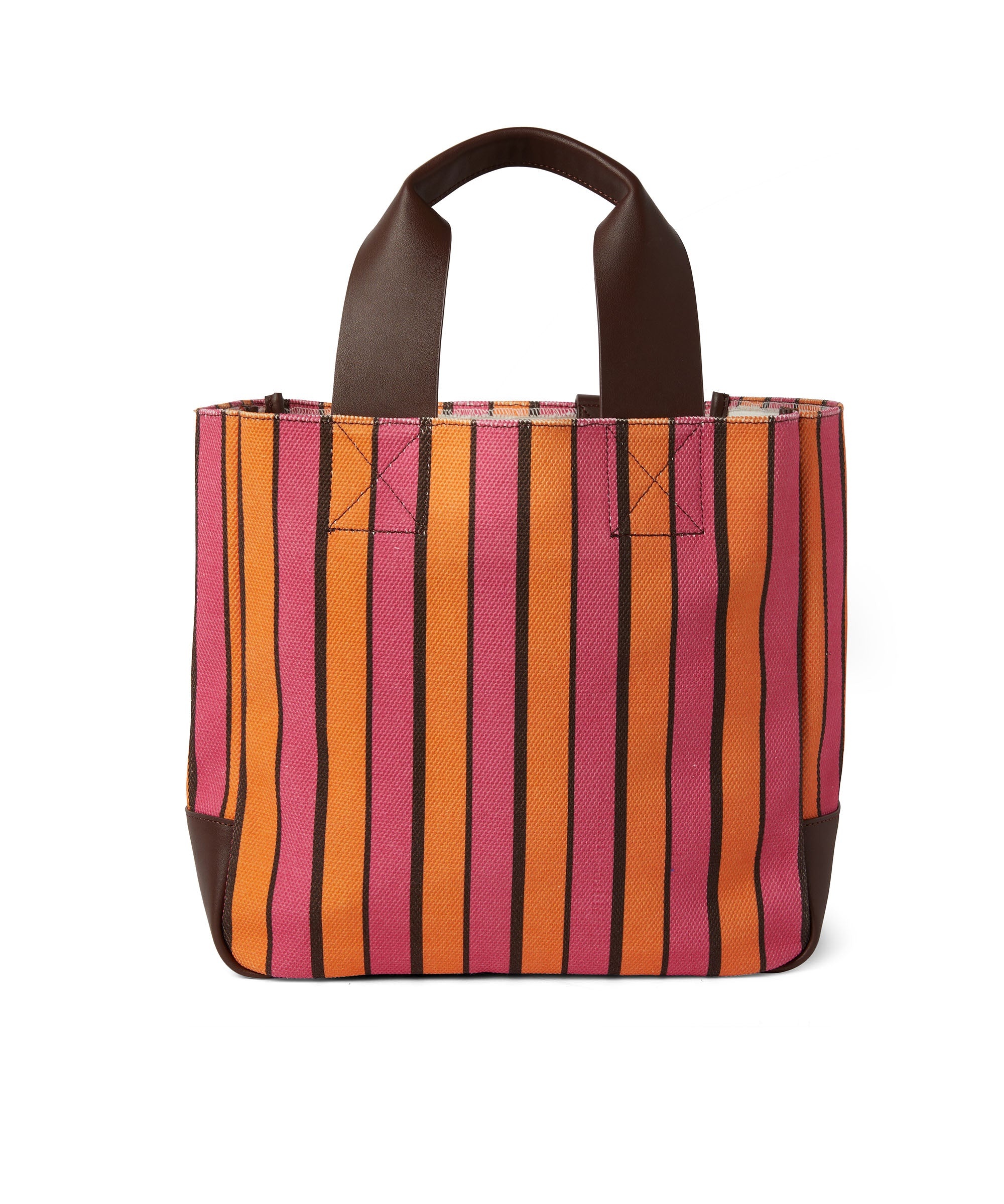 Striped cotton tote bag with leather handles - 2