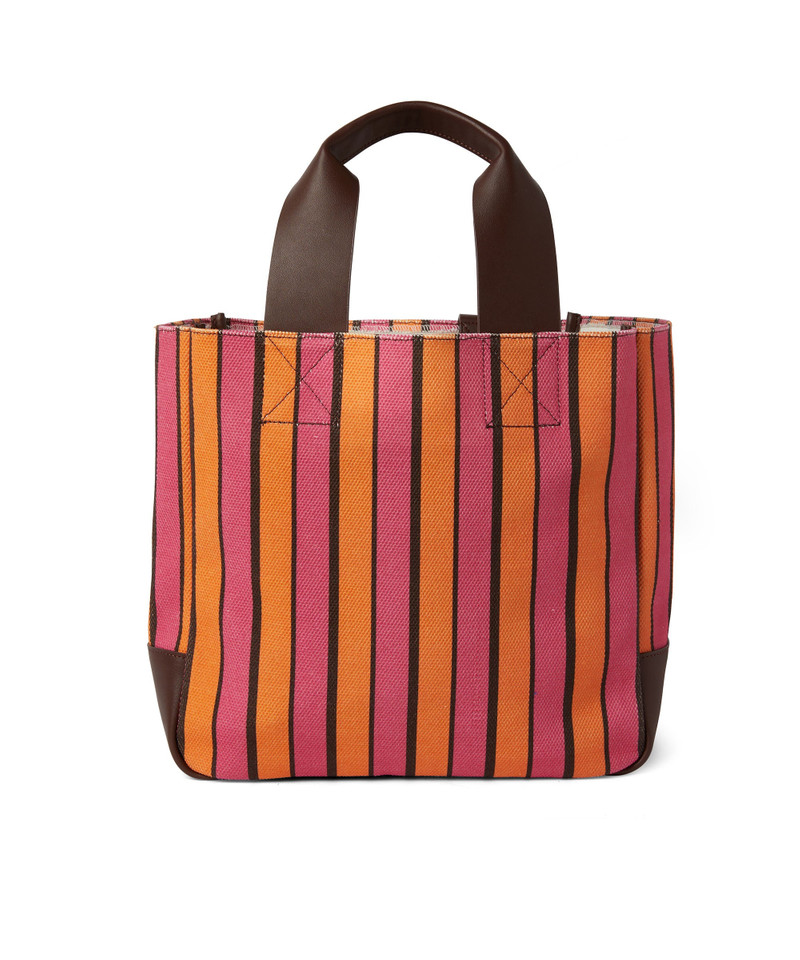 MSGM Striped cotton tote bag with leather handles outlook