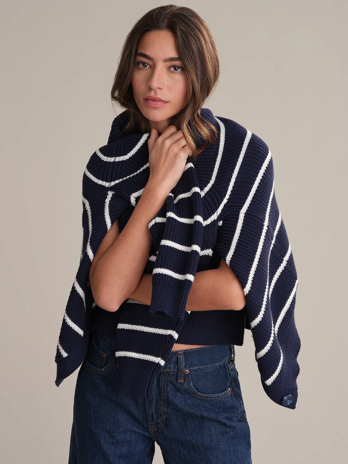 Emilia: Stripe Cotton Cocoon Cardigan - 1