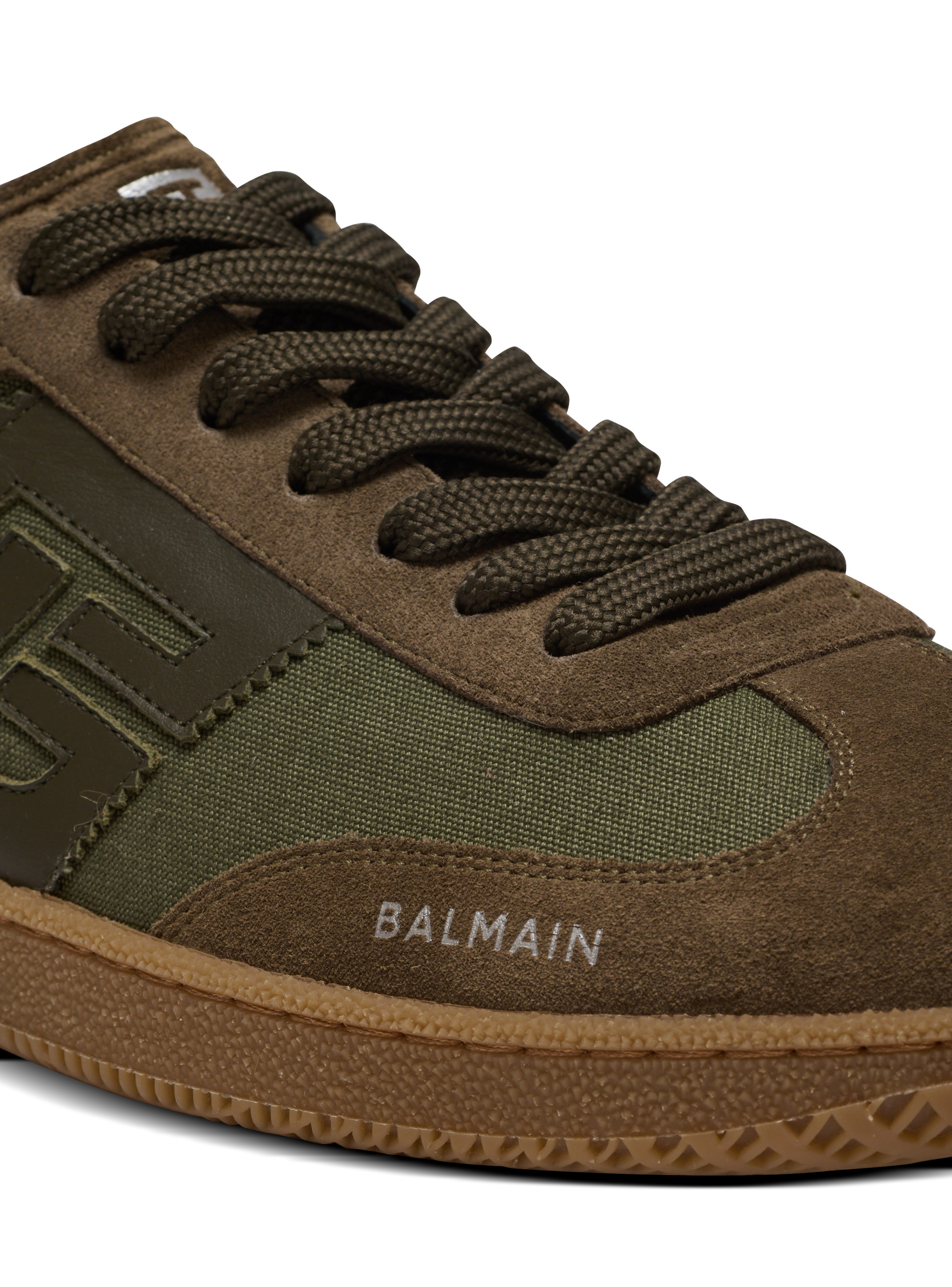 Leather and canvas Balmain Swan trainers - 7