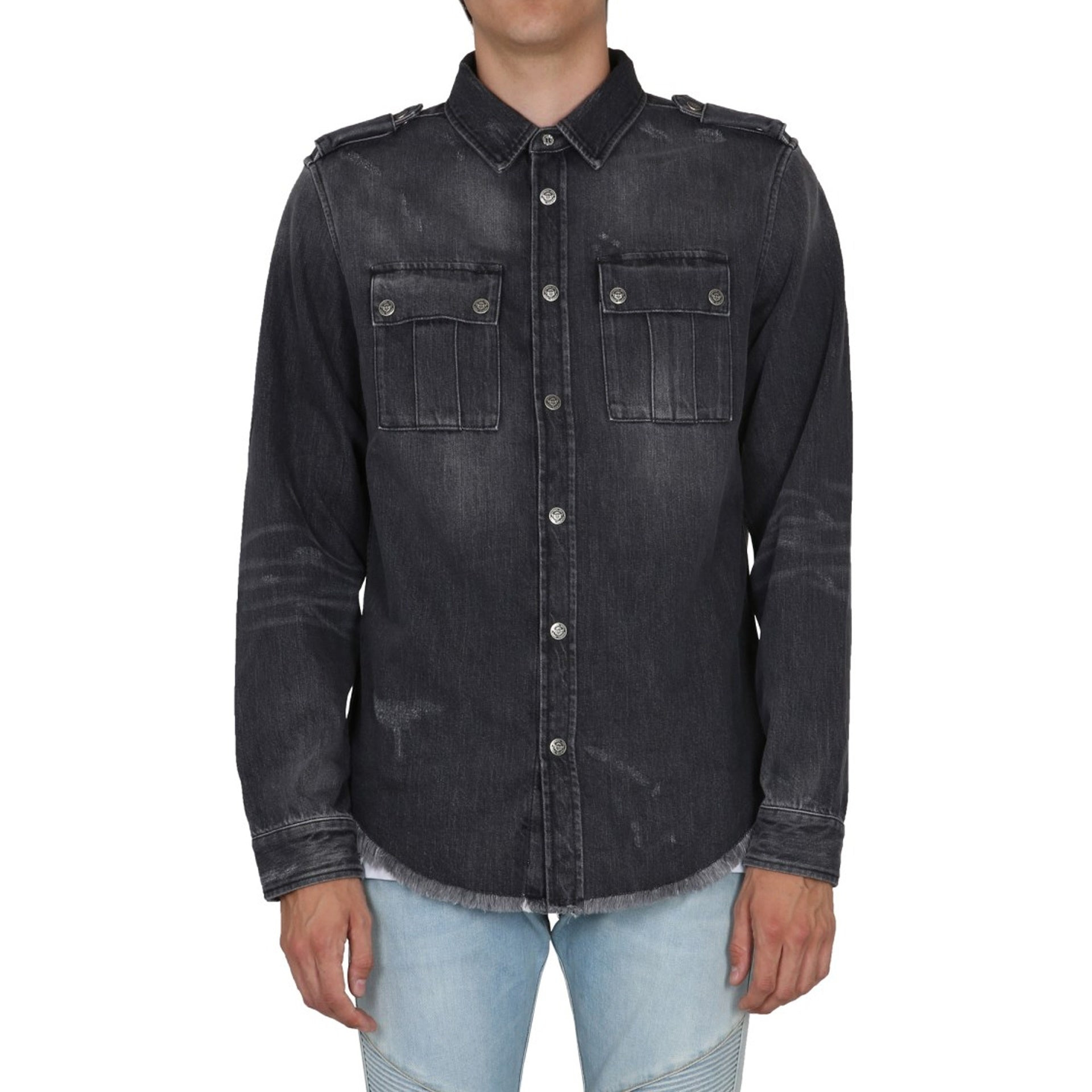 Balmain Cotton Denim Shirt Men - 5