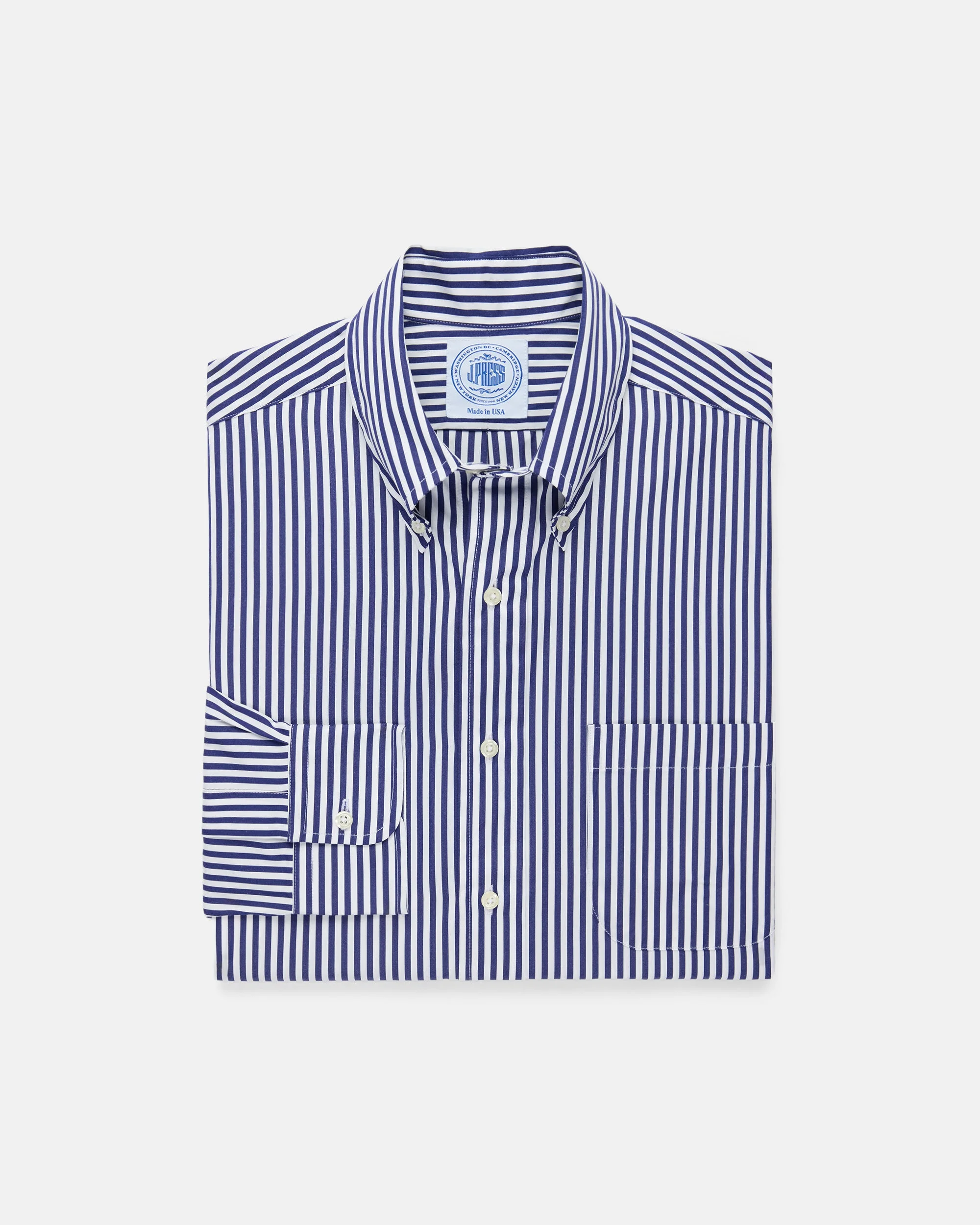 MADE-IN-USA NAVY BOLD STRIPE SPORT SHIRT - CLASSIC FIT - 1