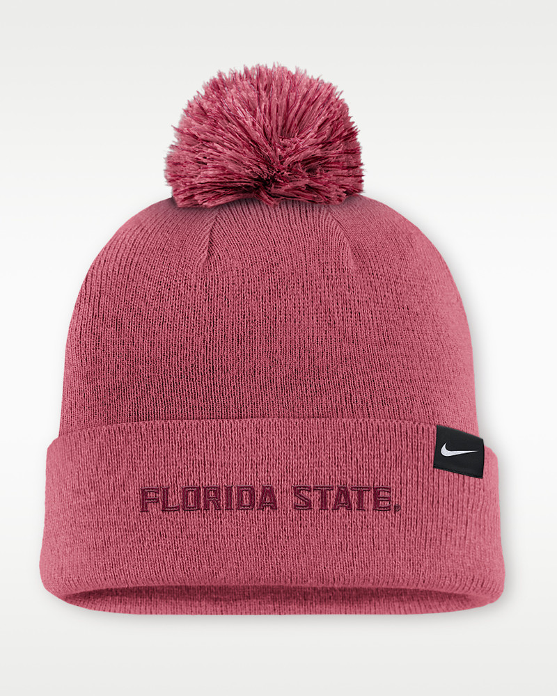 Nike Florida State Primetime Campus Toned Men's Nike College Cuffed Pom Beanie outlook