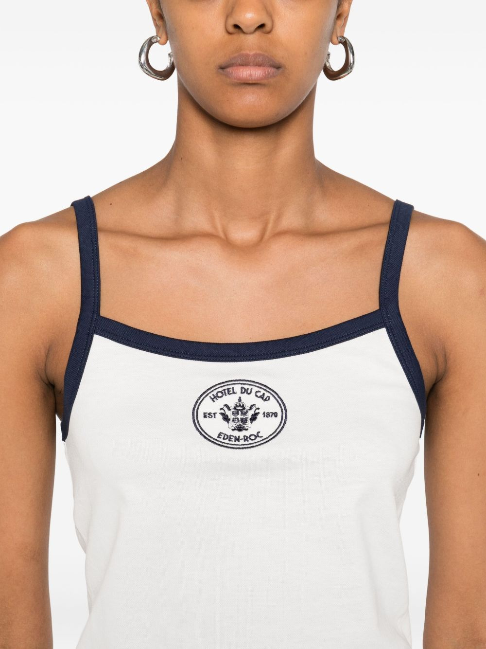 navy-trimmed cotton top - 5