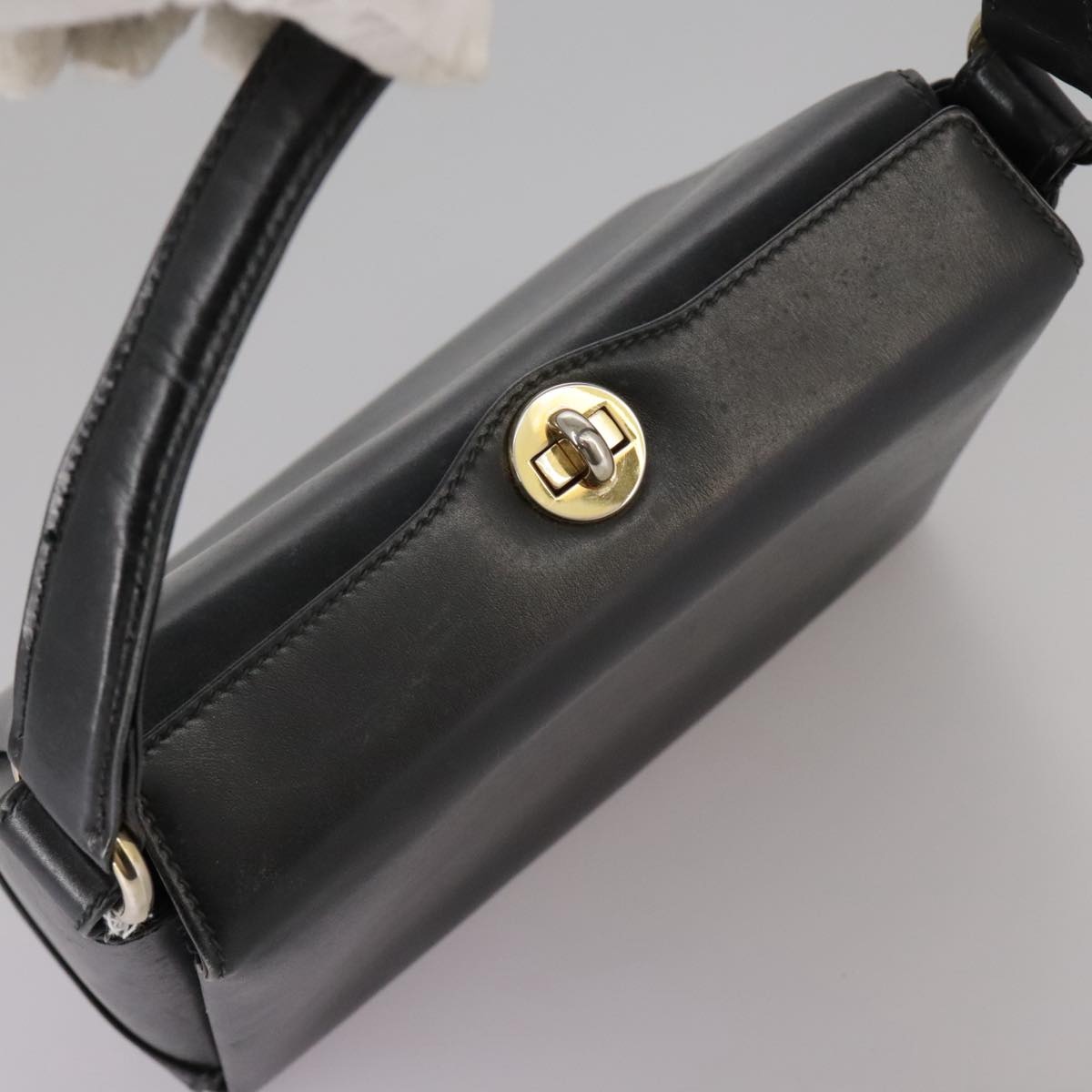 GUCCI Hand Bag Leather Black Gold - 10