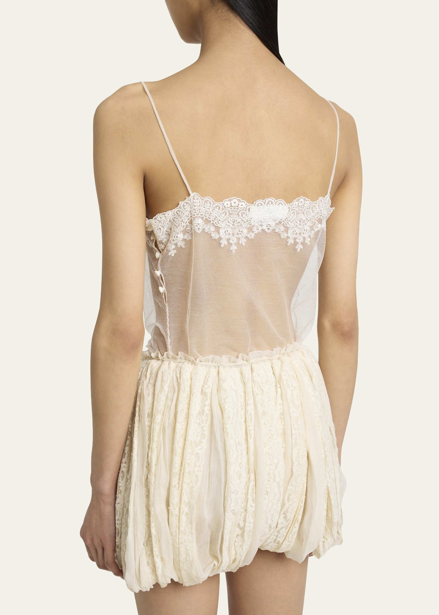 Fitted Lace Embroidered Tank Top - 3