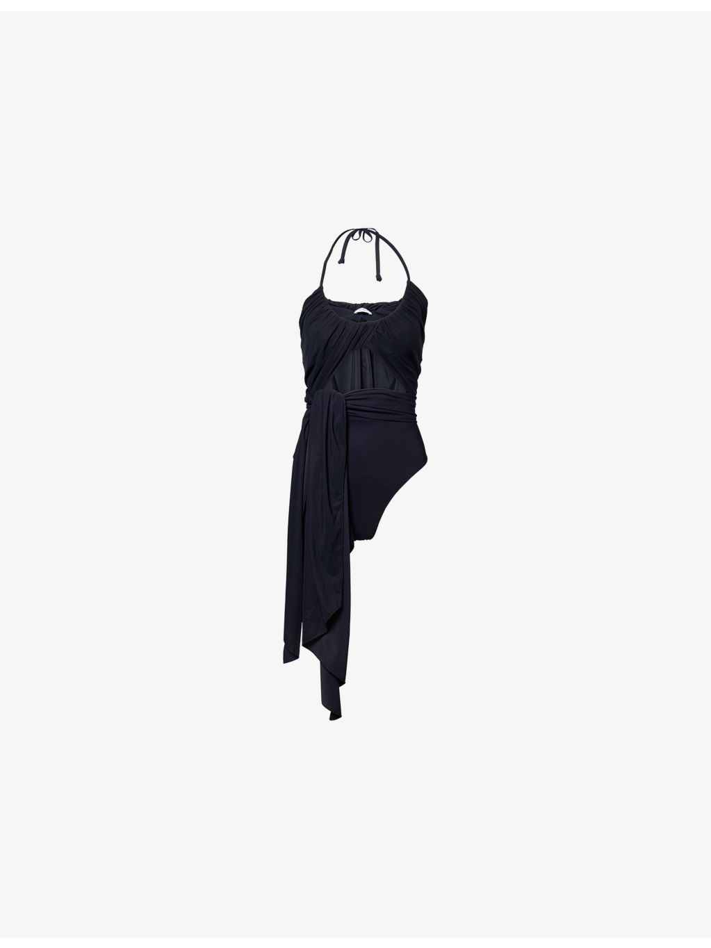 Halter-Neck Draped Swimsuit - 1