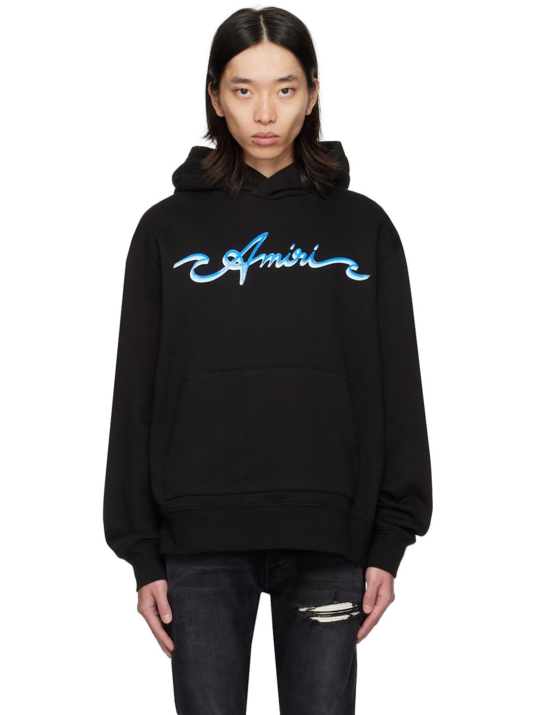 Black Printed Logo Hoodie - 1