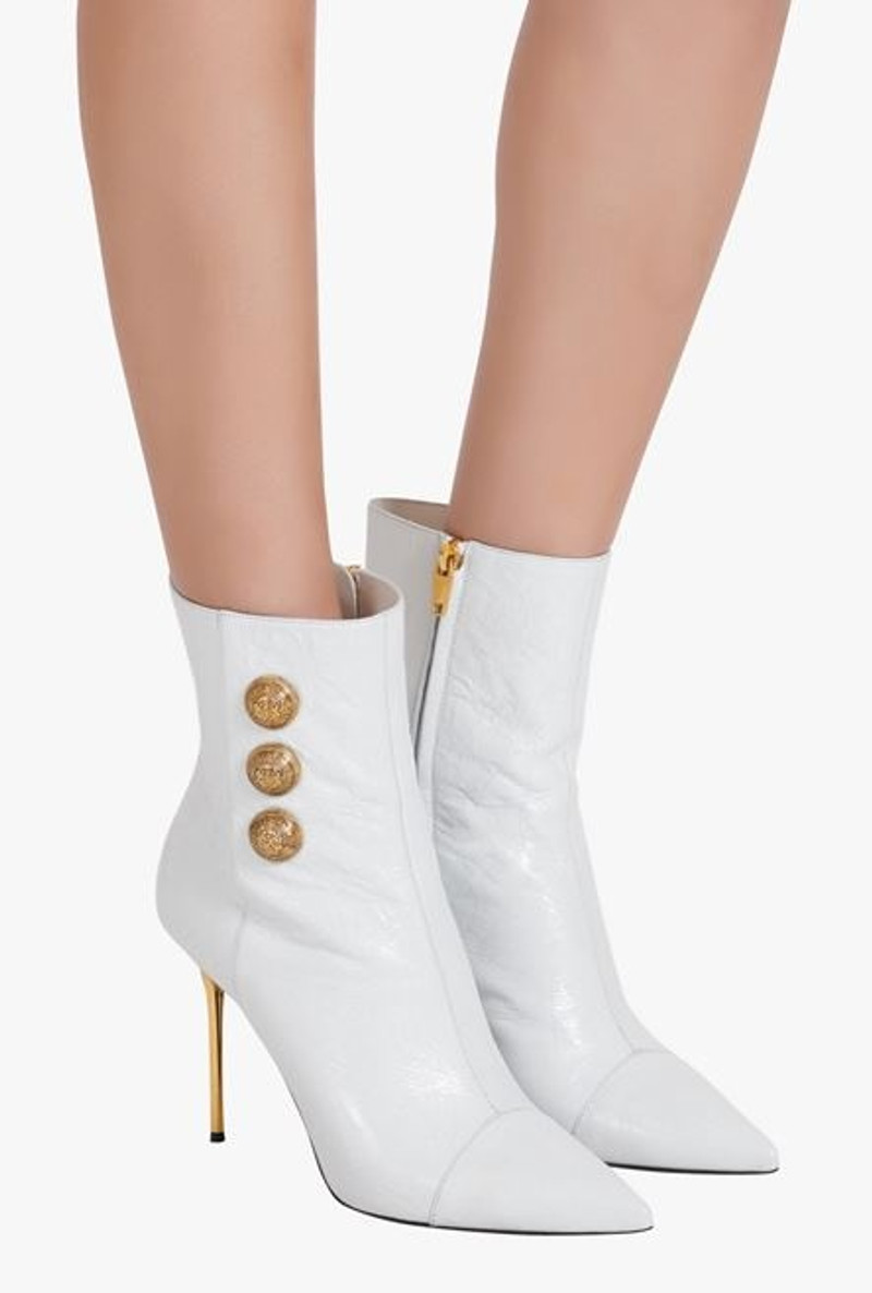 Balmain White leather Roni ankle boots outlook