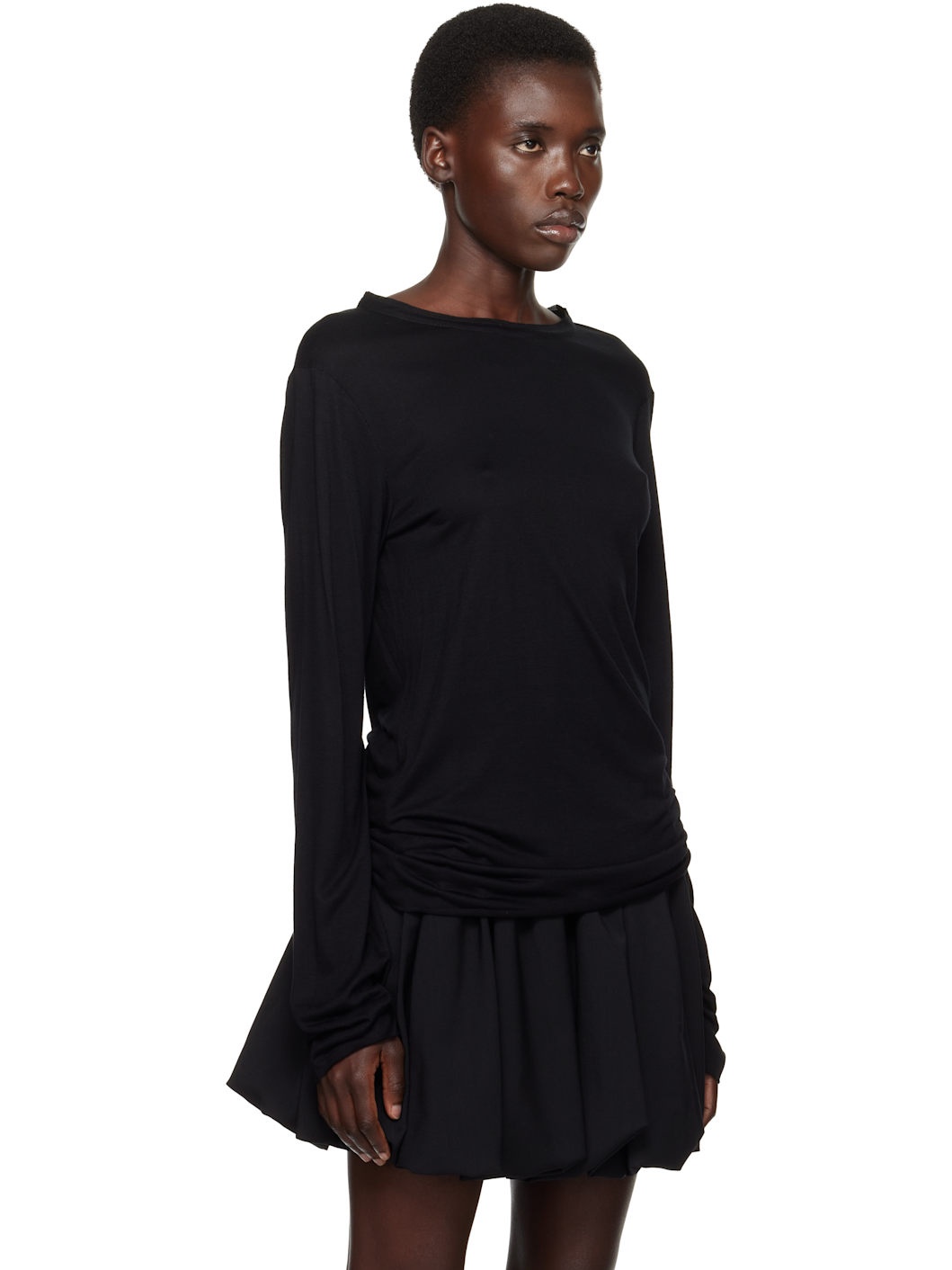 Black Satin Trim T-shirt - 2