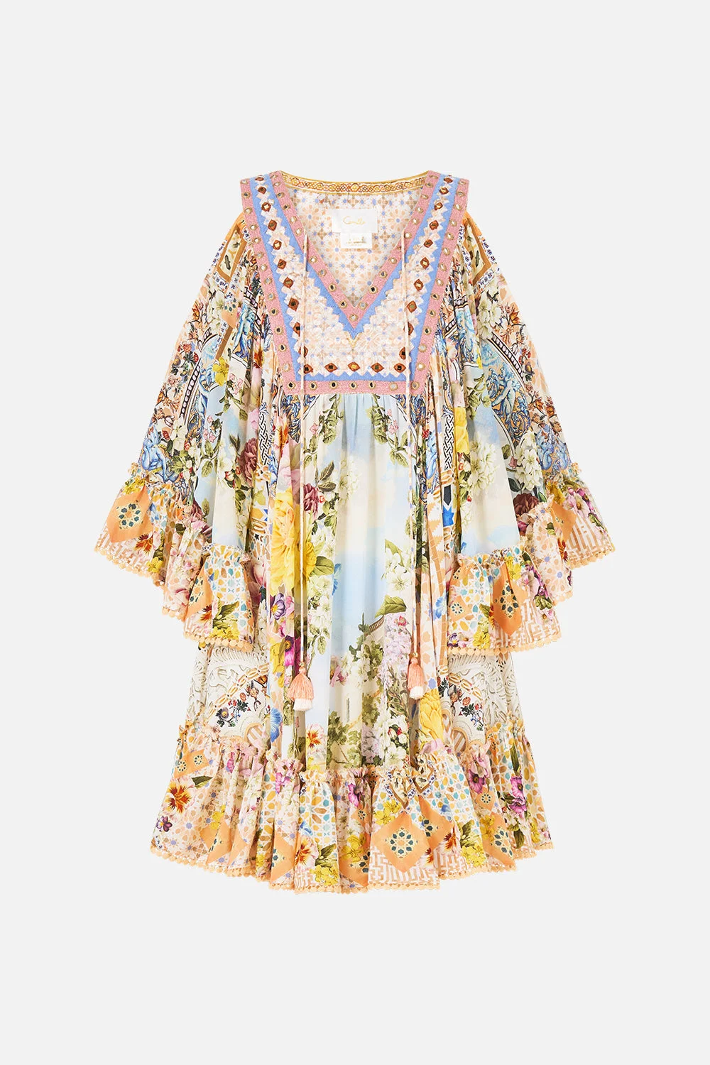 DROP SHOULDER RUFFLE DRESS - 1
