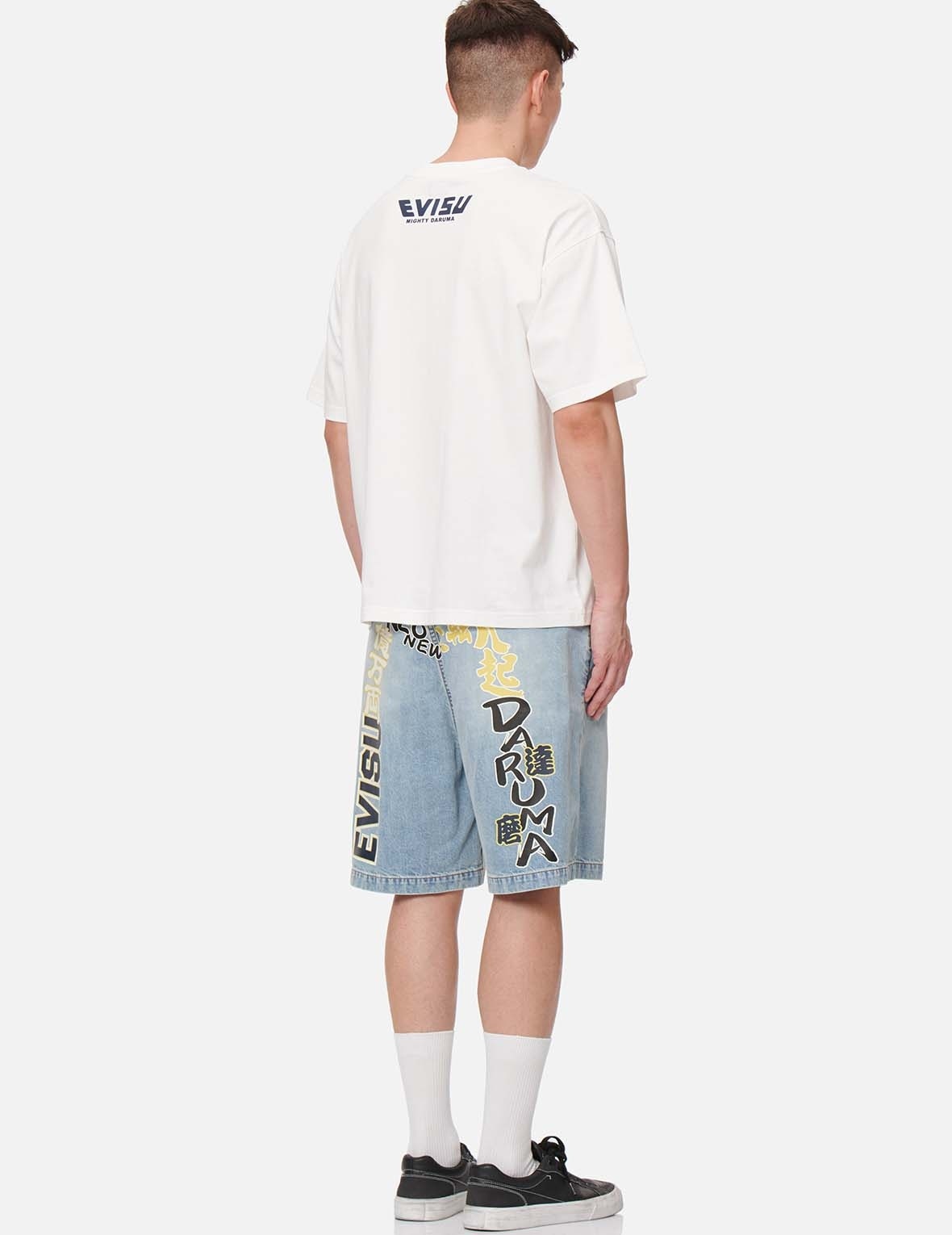 SLOGAN DAICOCK PRINT DENIM SHORTS - 5