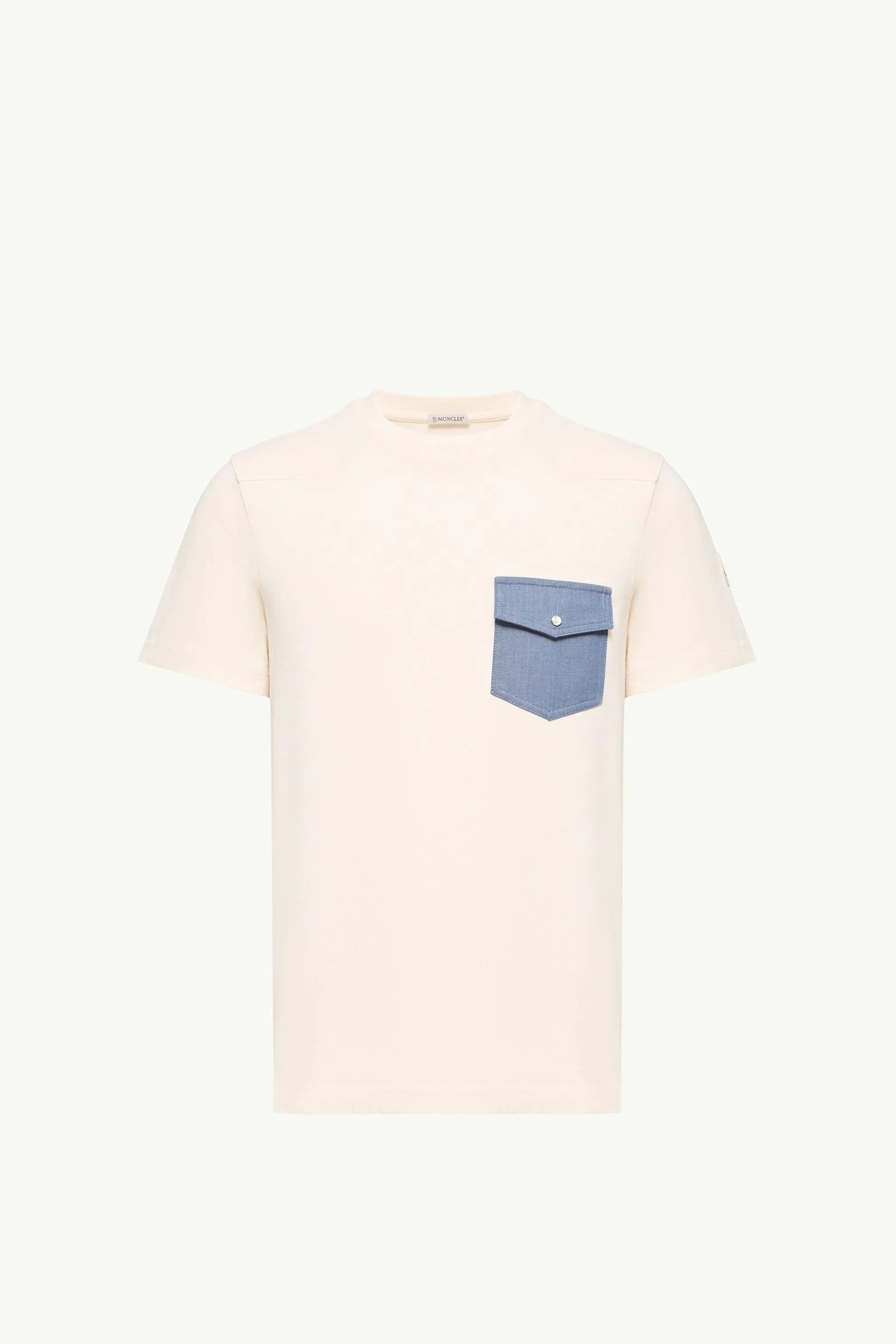 Cotton Jersey T-Shirt with Denim Pocket - 1