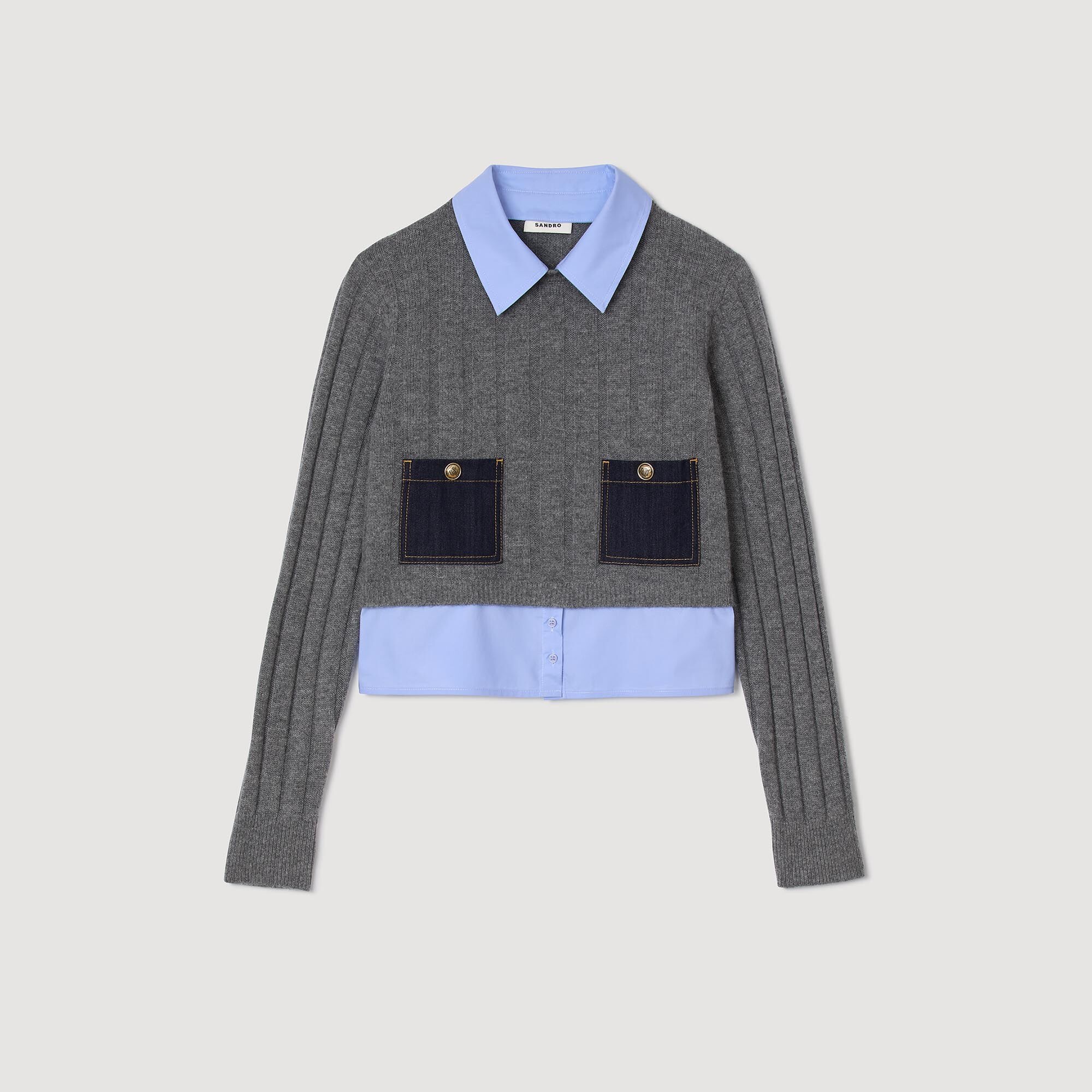 CROPPED WOOL AND CASHMERE SWEATER - 7