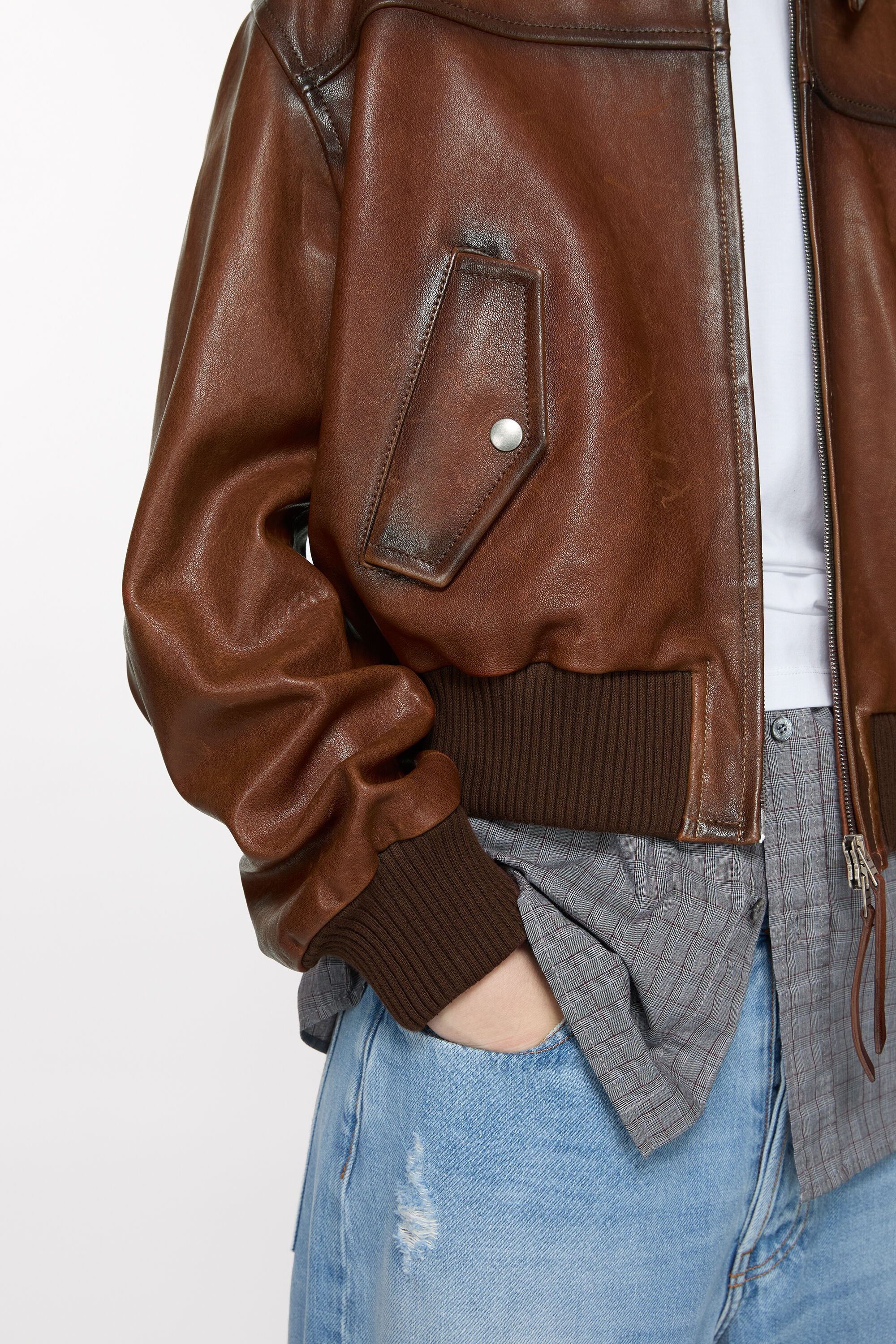 Leather bomber jacket - Tobacco brown - 6