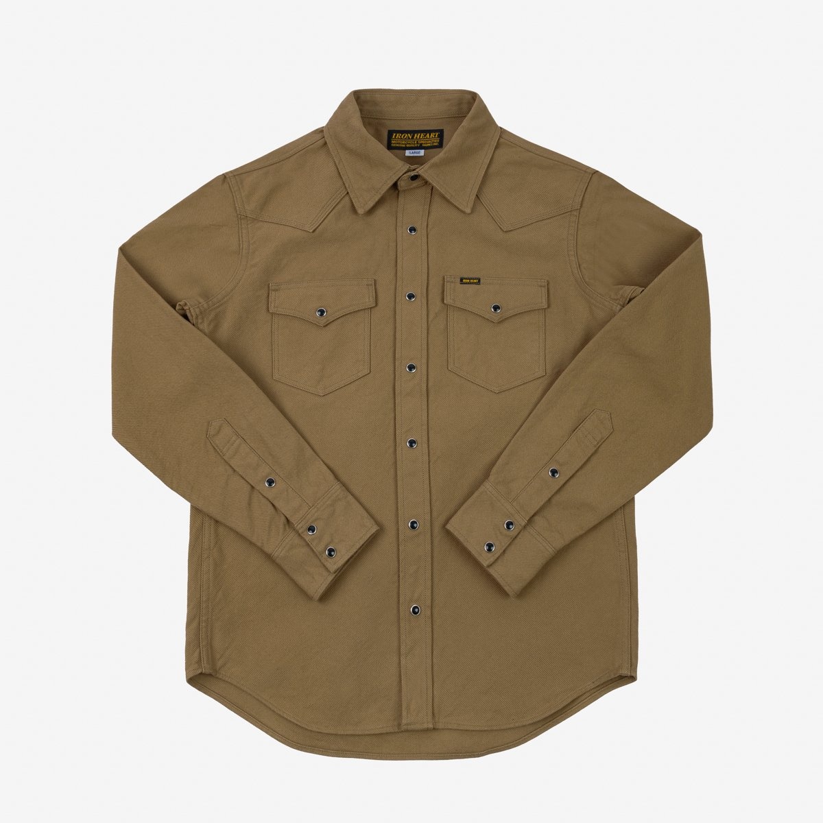 IHSH-235-BRN 13oz Military Serge Western Shirt - Brown - 1