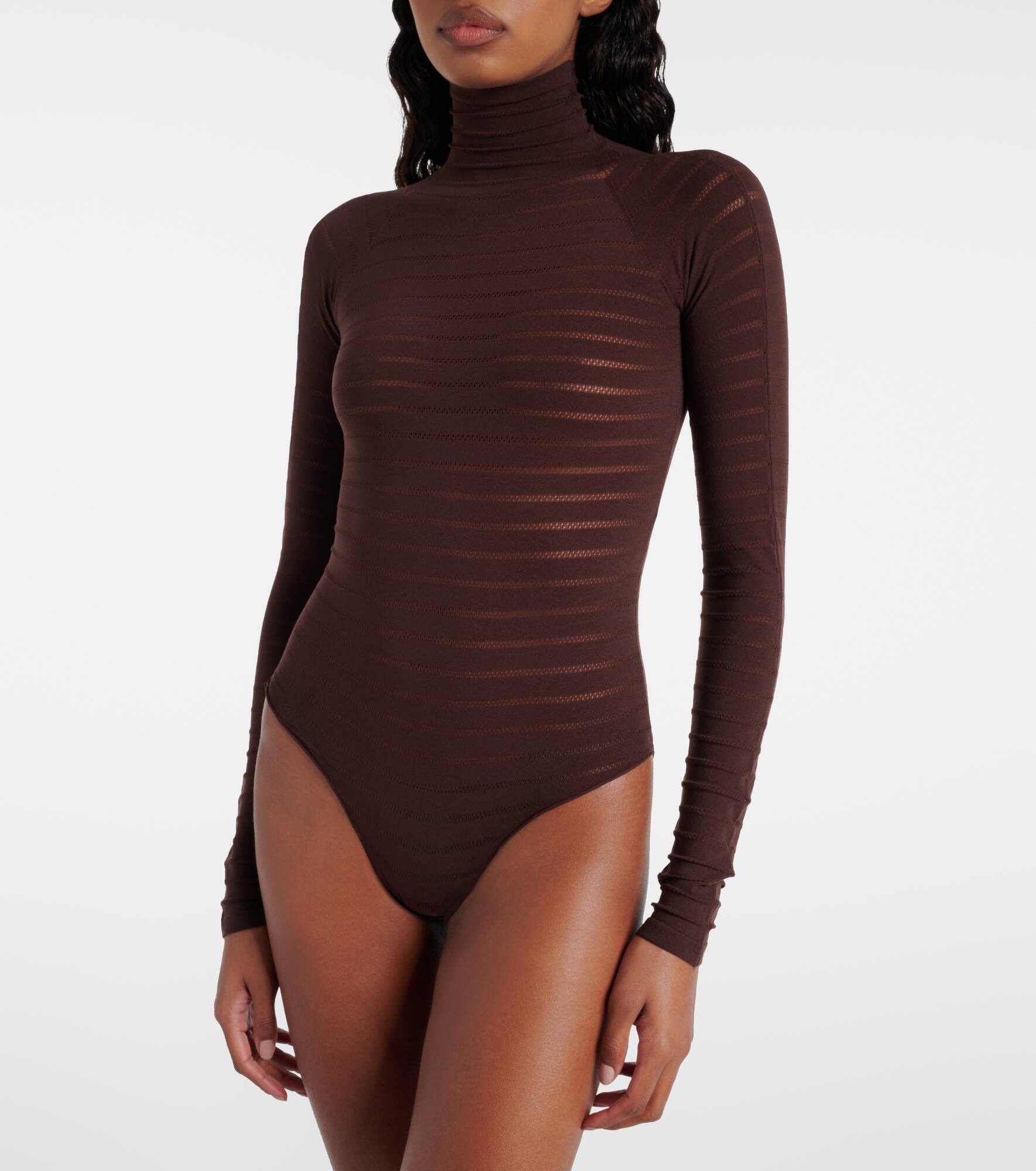 Striped turtleneck bodysuit - 4