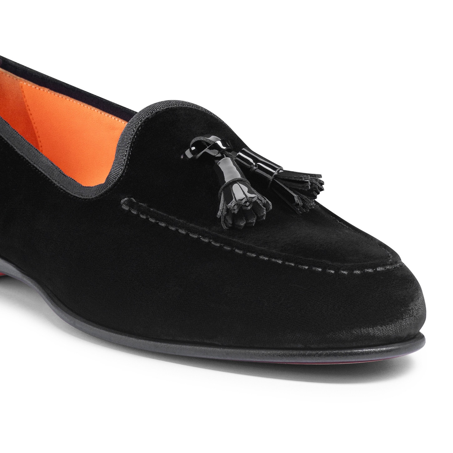 Men’s black velvet Andrea tassel loafer - 5