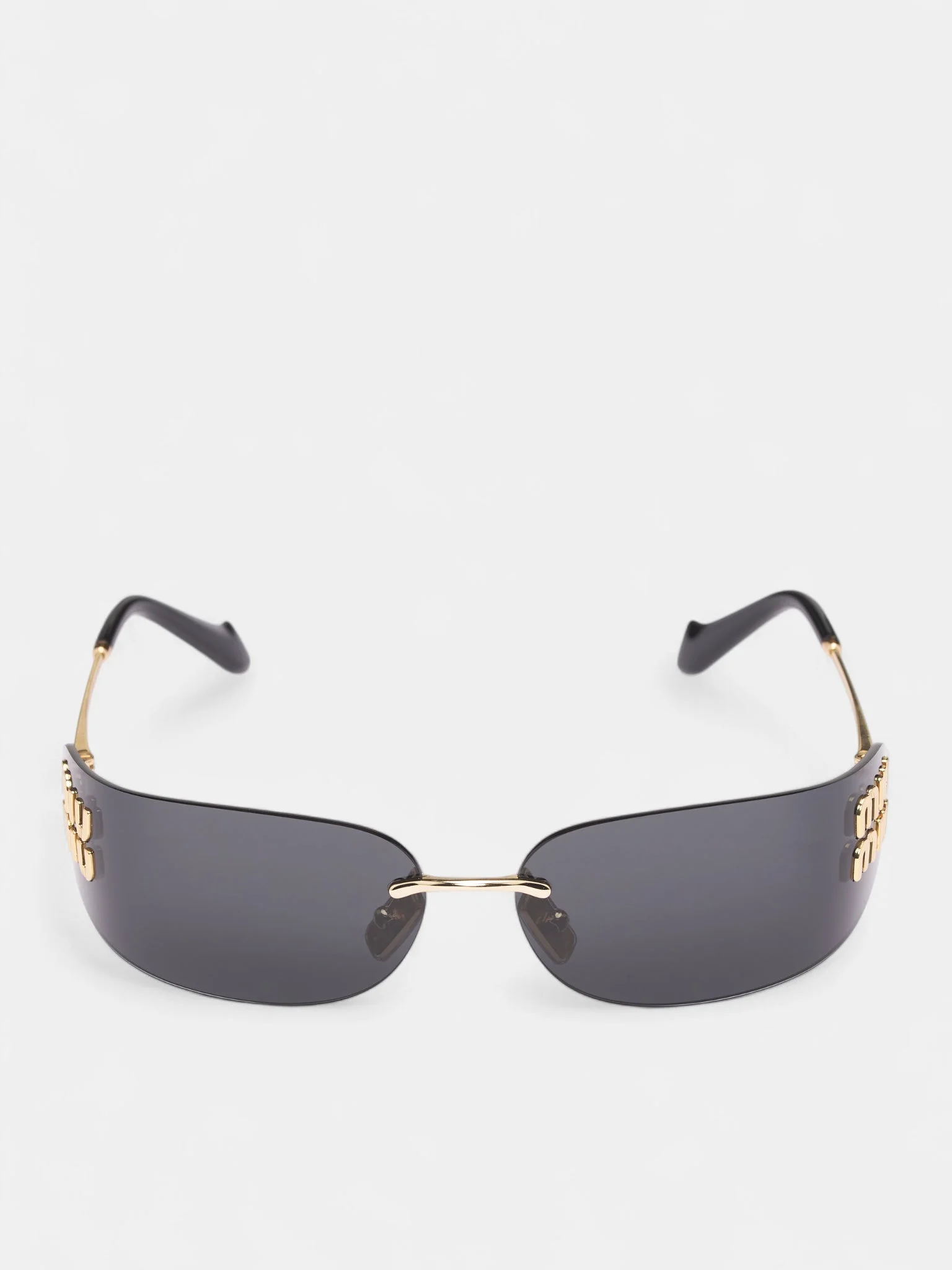 Gold-Tone Metal Shield Sunglasses - 1