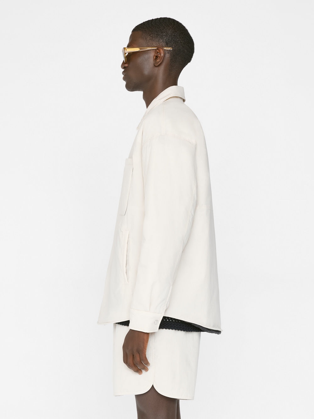 Padded Shirt Jacket in White Beige - 6