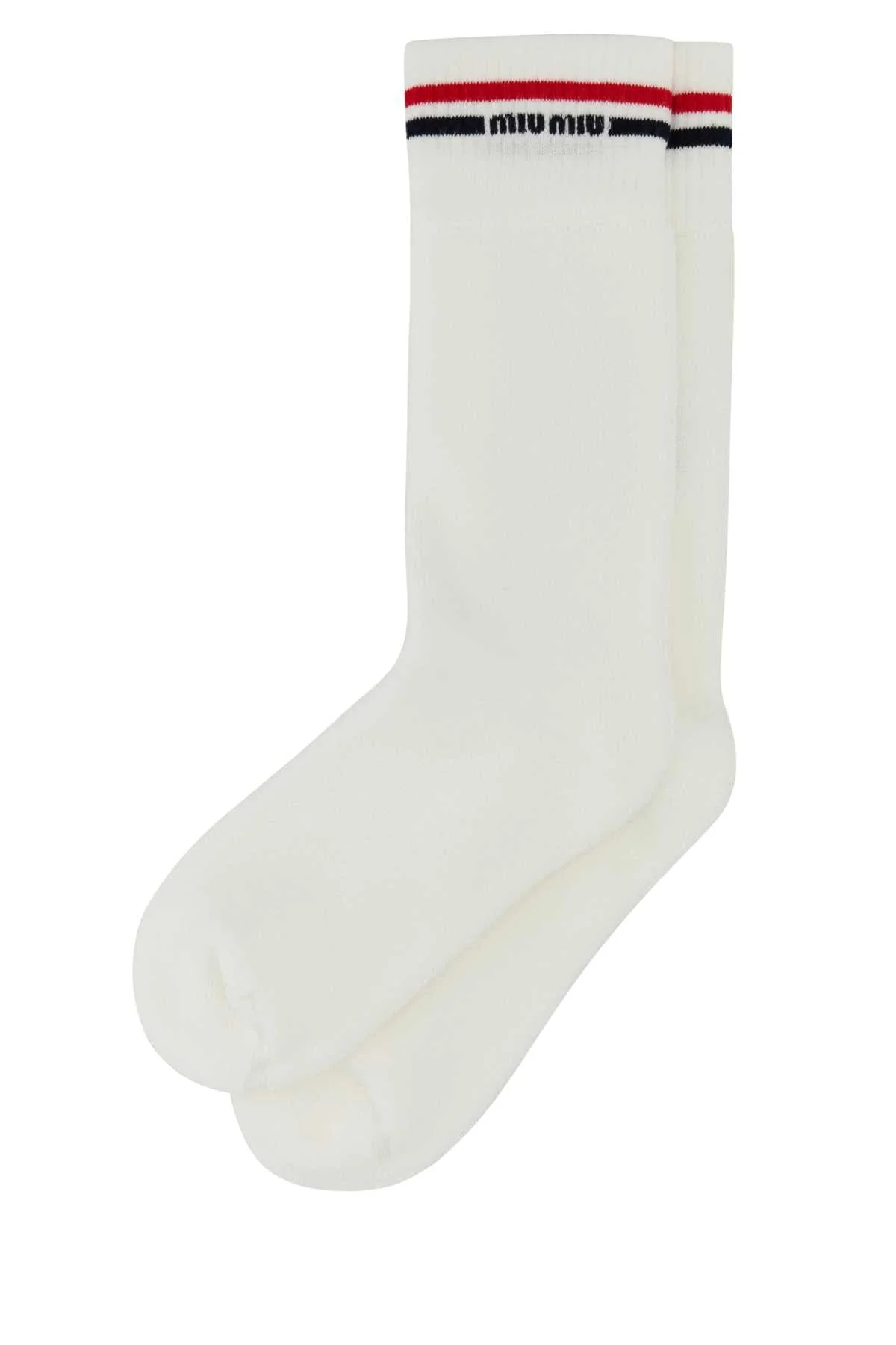 Miu Miu Women White Stretch Terry Fabric Socks - 1