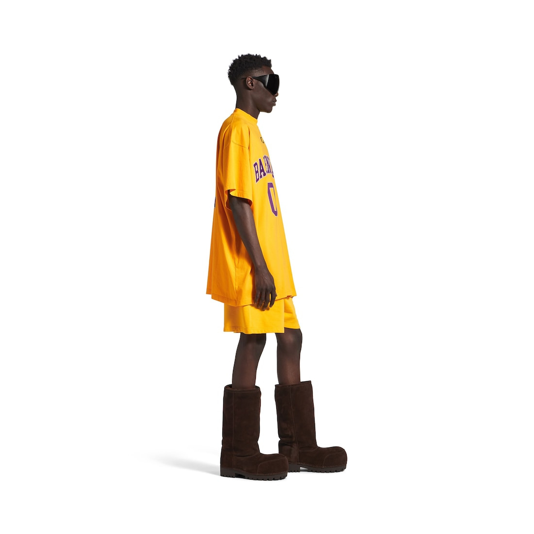 Men's Basketball Oversized T-shirt in Deep Purple/yellow - 3
