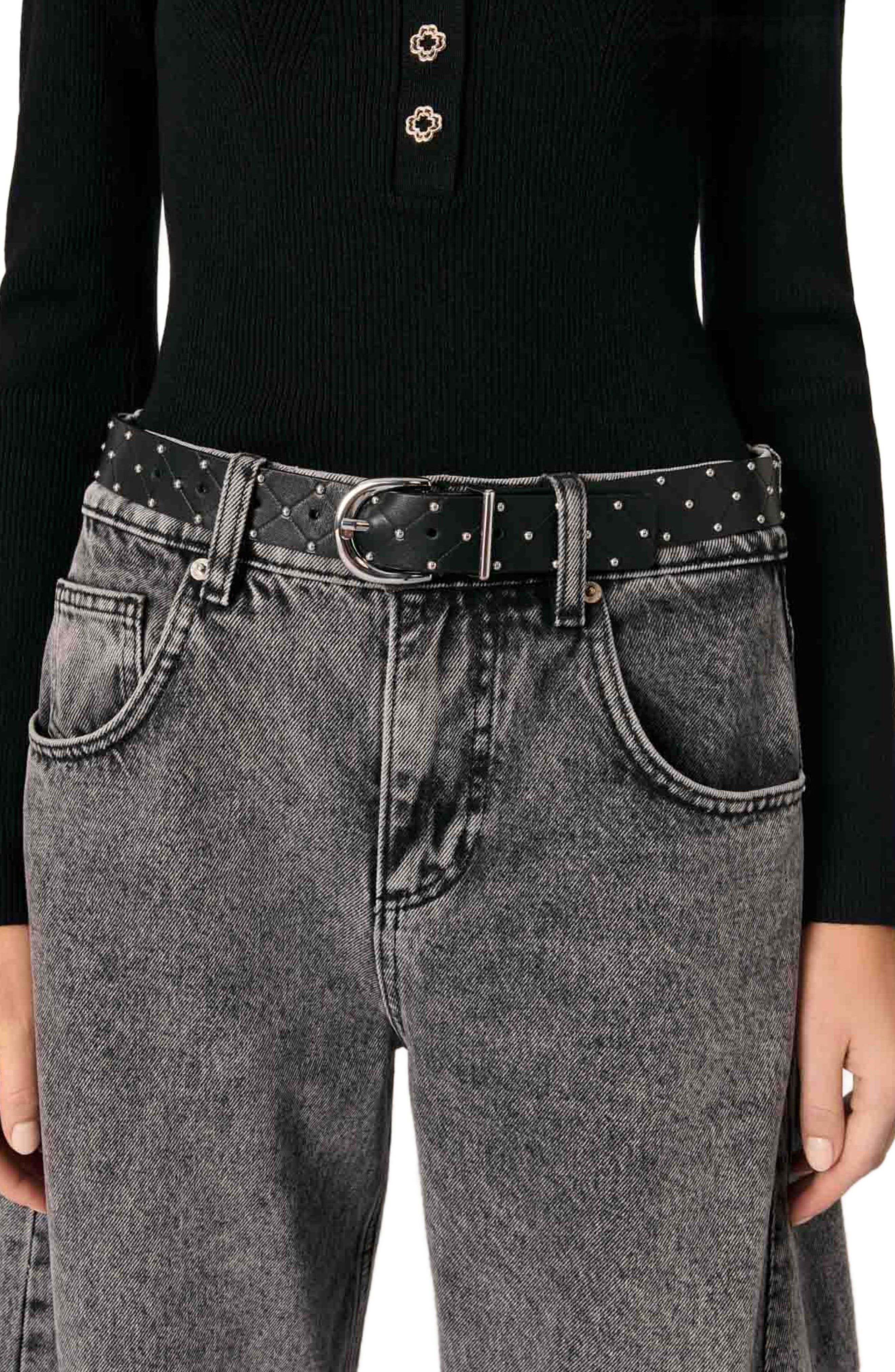maje Low-neck rib knit sweater in Black at Nordstrom - 6