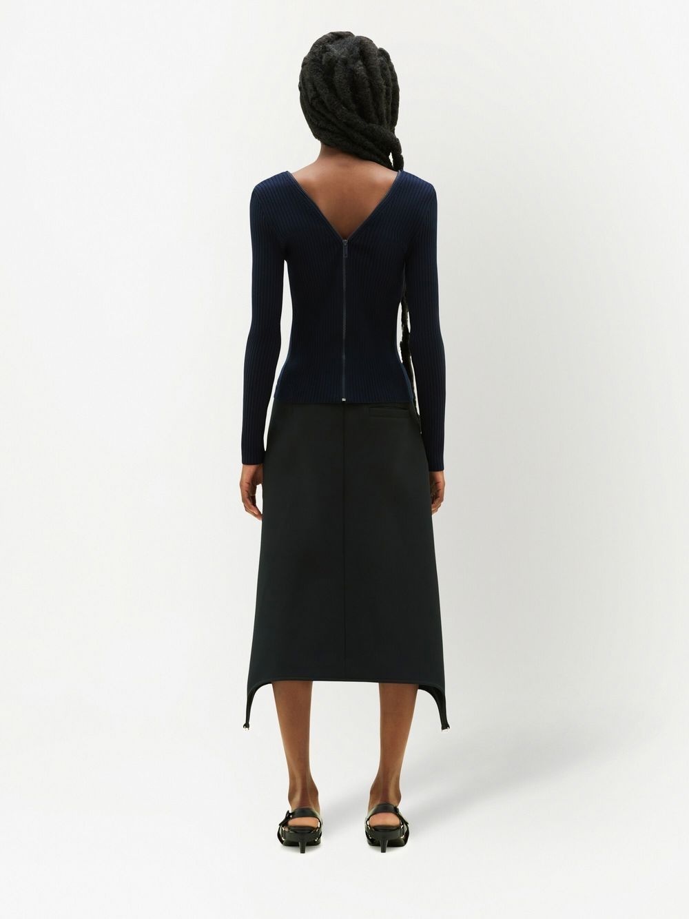 twill suspenders midi skirt - 4