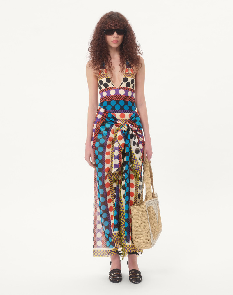 Valentino ESCAPE SARONG IN COTTON AND SILK WITH STRIPE AND POLKA DOT PRINT outlook