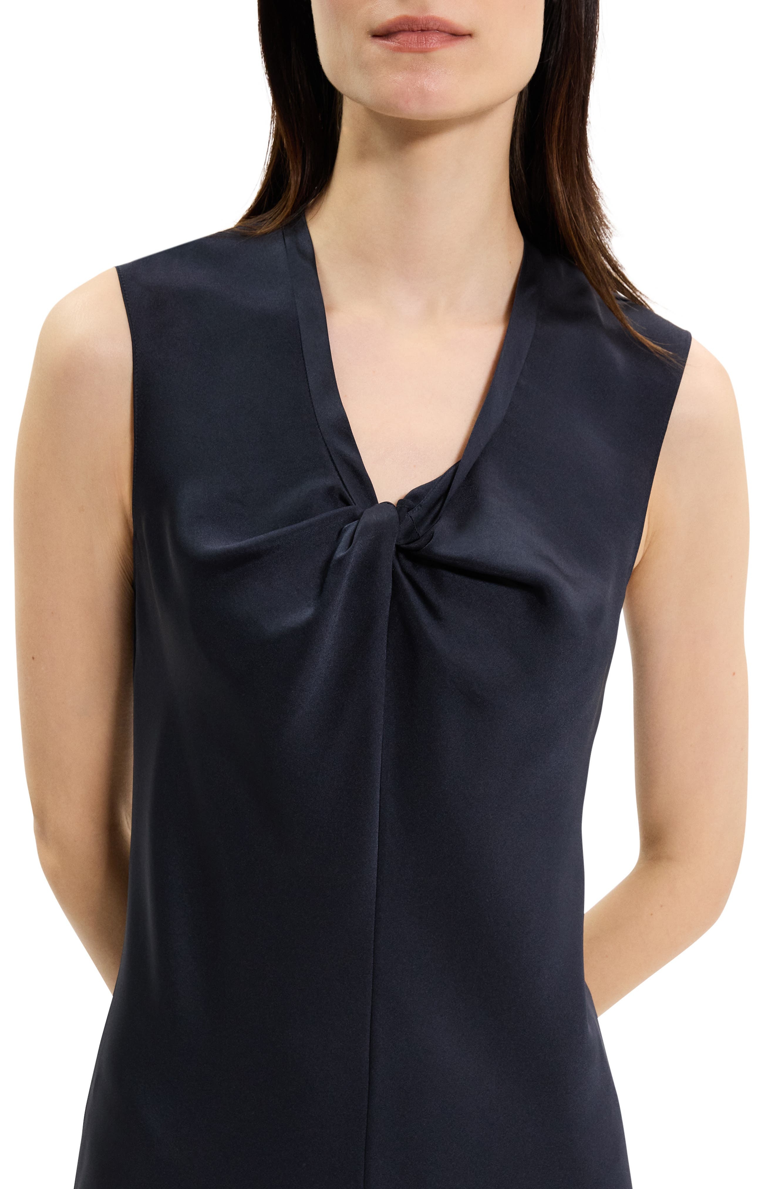 Theory Dr. Crush Sleeveless Bias Cut Satin Dress in Nocturne Navy at Nordstrom - 4
