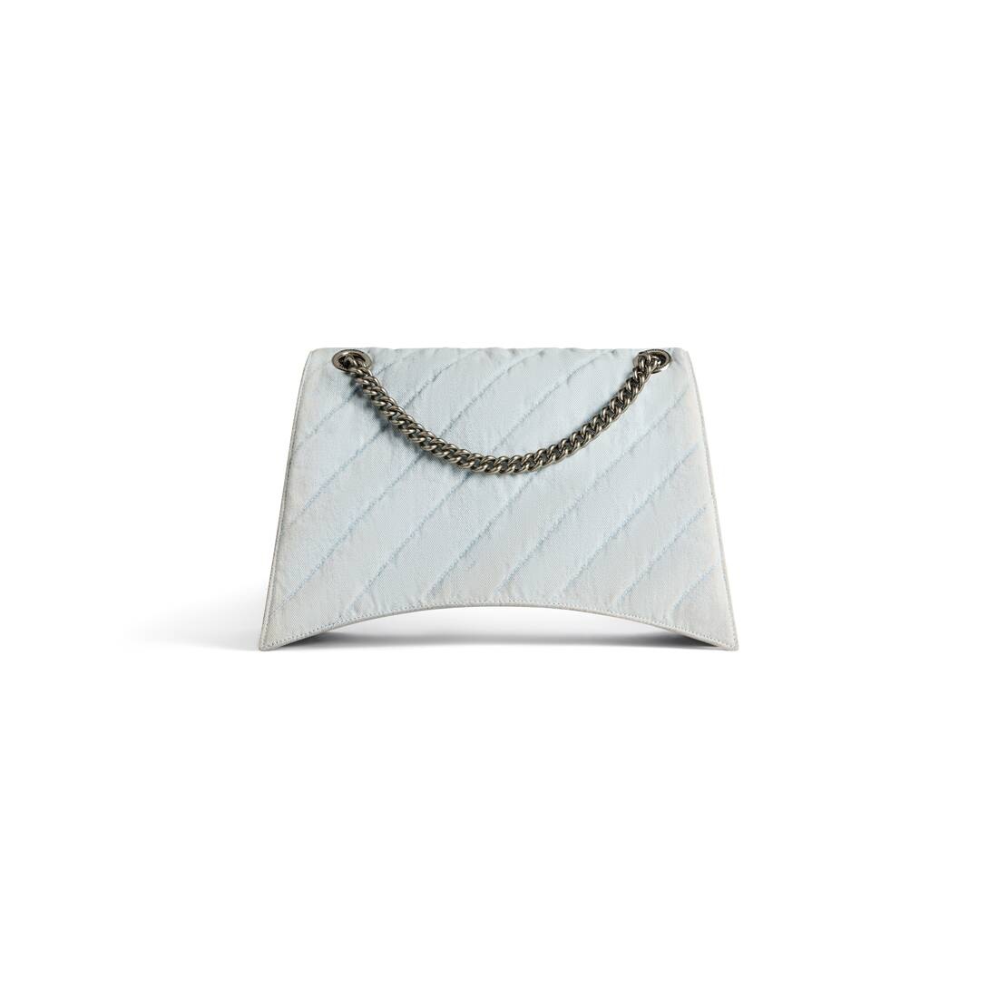 Women's Crush Large Chain Bag Quilted Denim in Blue - 4