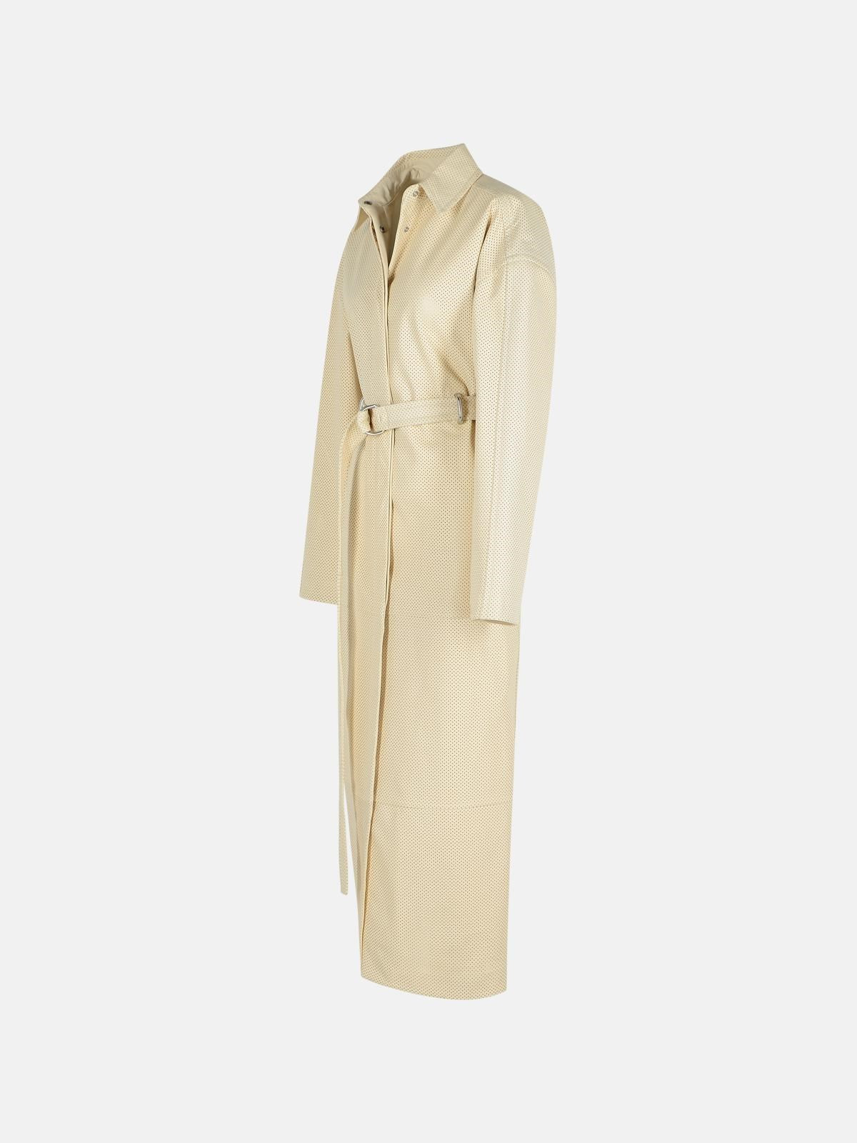 IVORY LEATHER TRENCH COAT - 2
