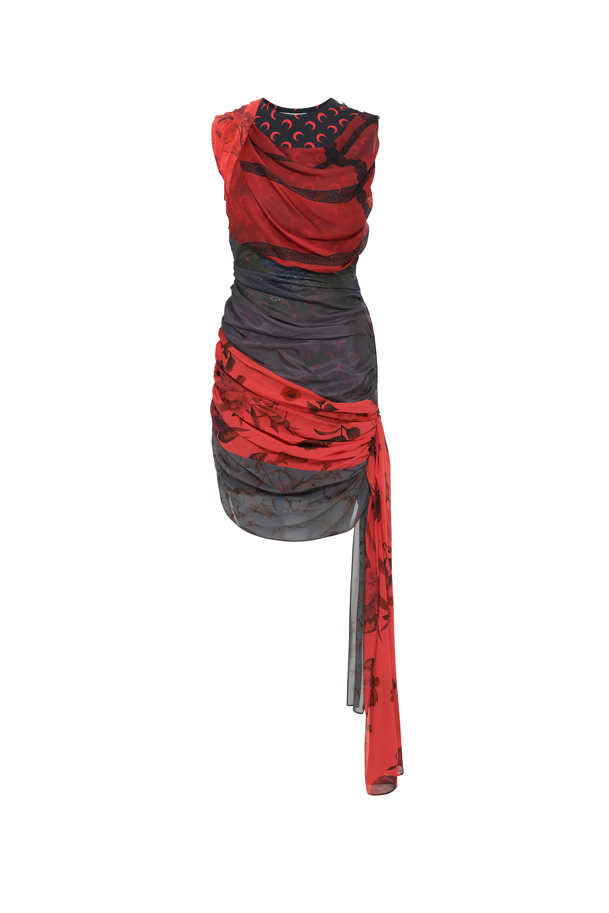 Upcycled Silk Scarves Draped Dress - 7