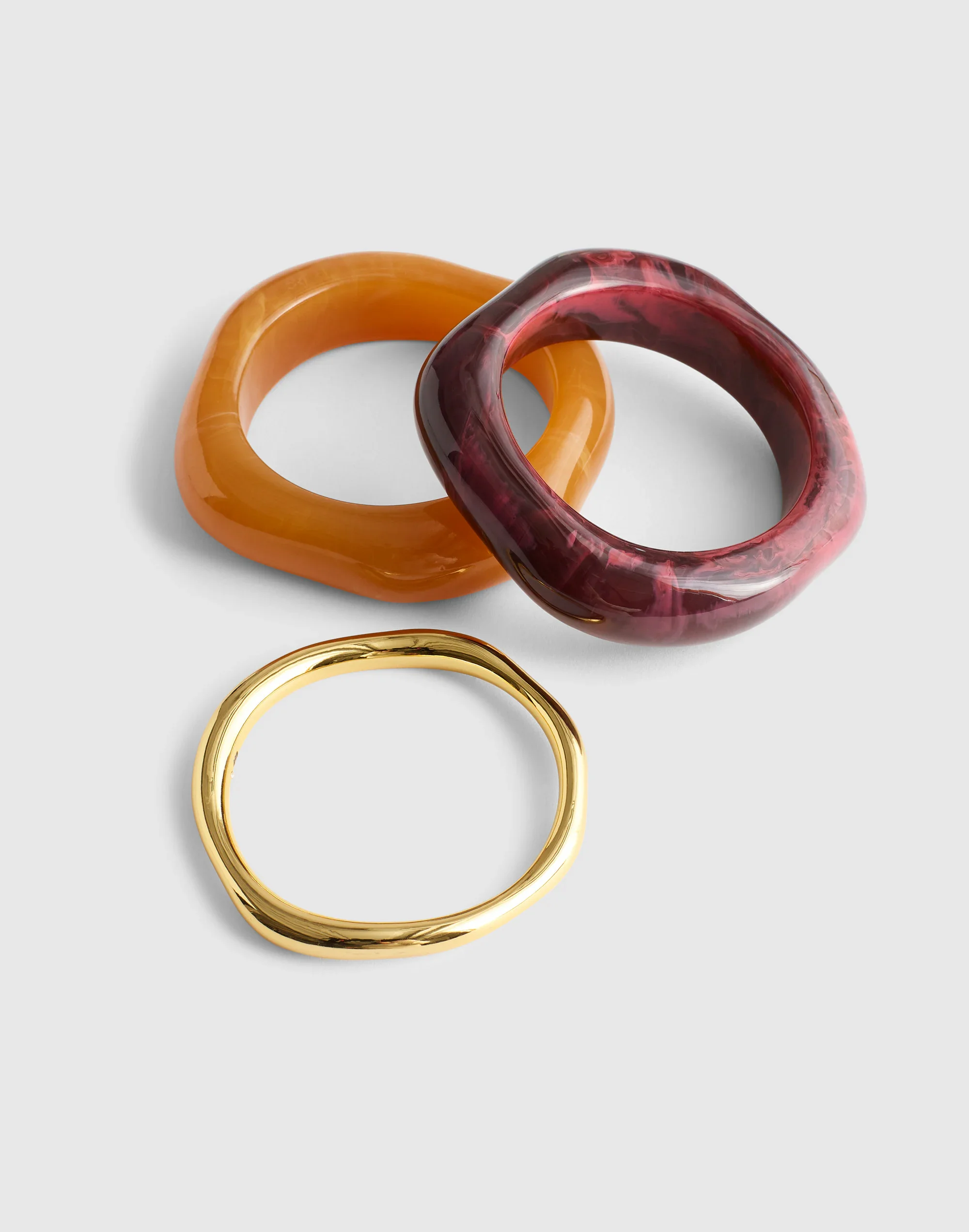 Three-Pack Sculptural Resin Bangle Bracelet Set - 1